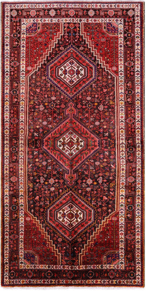 Black New Persian Nahavand Handmade Full Pile Wool Rug - 5' 5" X 10' 7" - Golden Nile