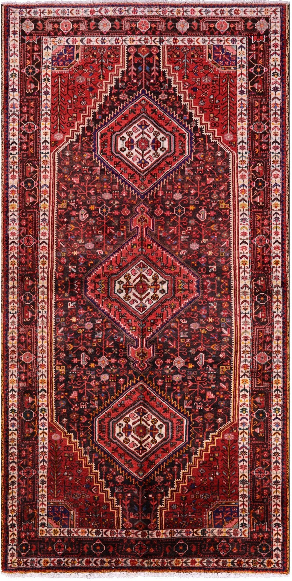 Black New Persian Nahavand Handmade Full Pile Wool Rug - 5' 5" X 10' 7" - Golden Nile