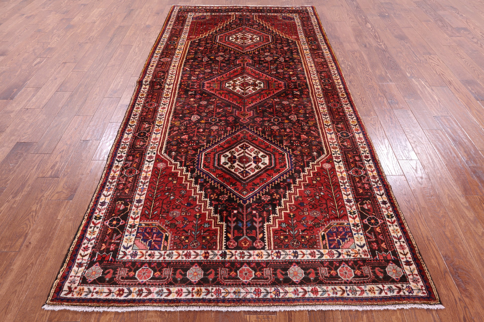Black New Persian Nahavand Handmade Full Pile Wool Rug - 5' 5" X 10' 7" - Golden Nile