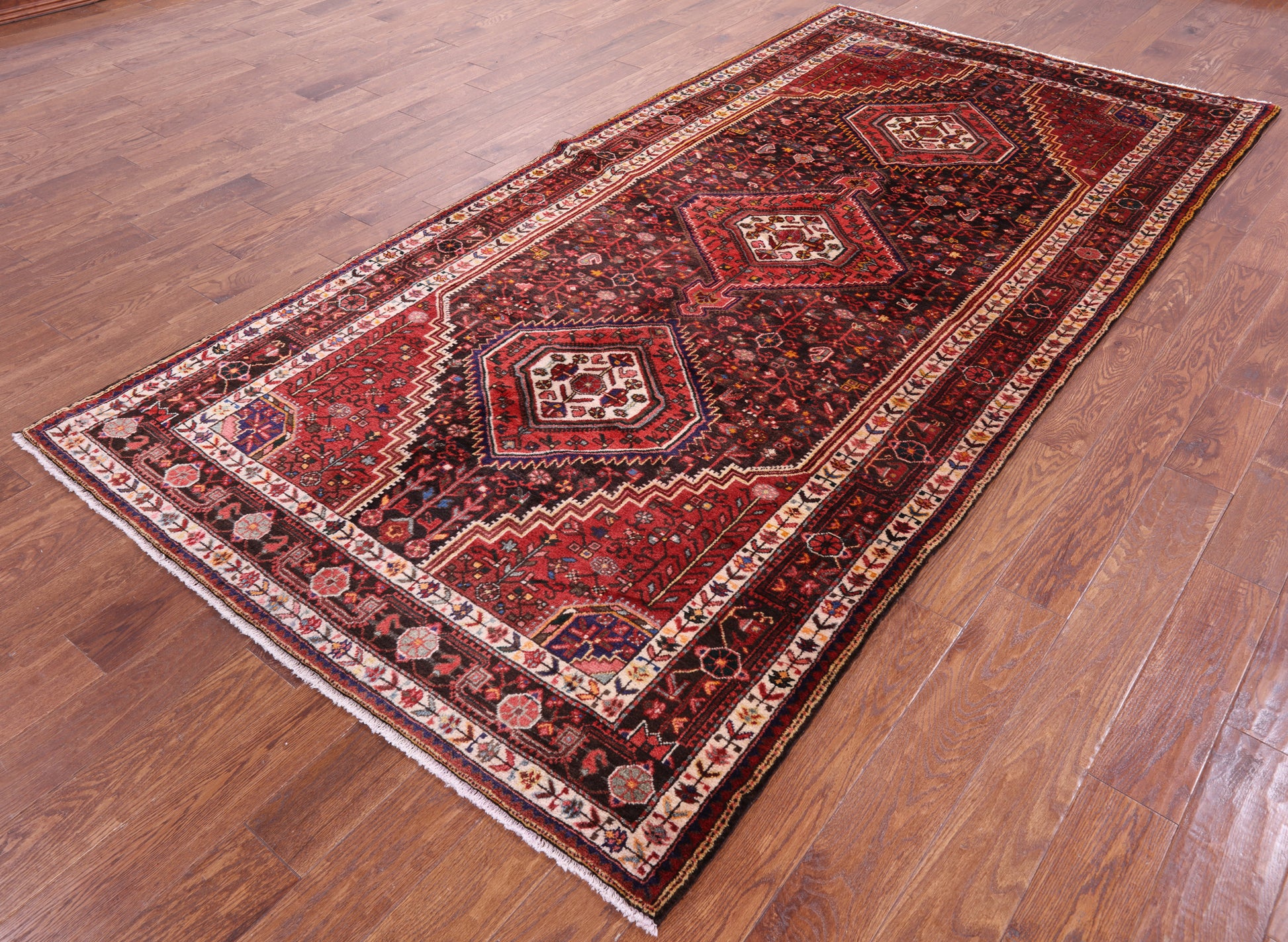 Black New Persian Nahavand Handmade Full Pile Wool Rug - 5' 5" X 10' 7" - Golden Nile