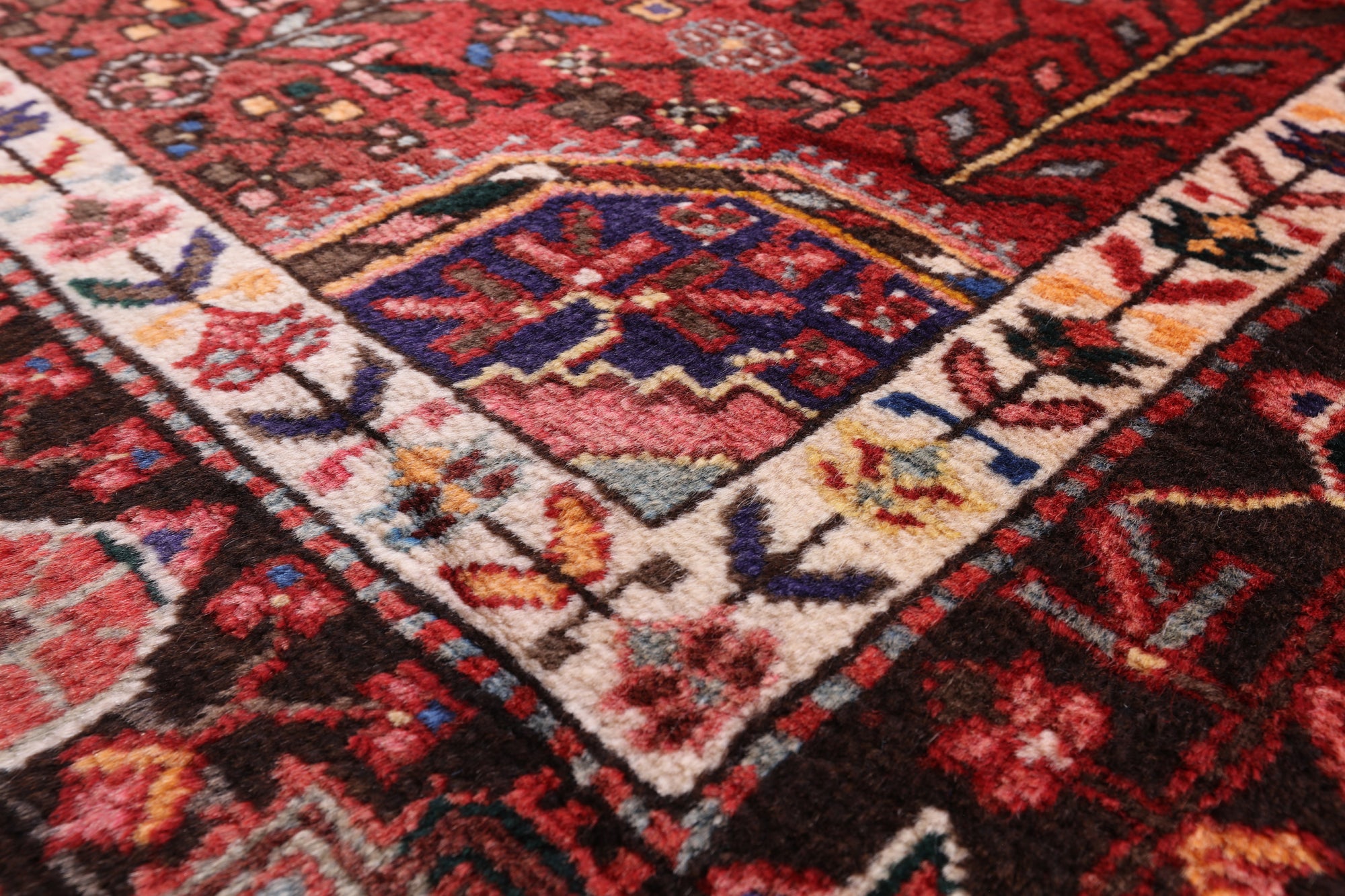 Black New Persian Nahavand Handmade Full Pile Wool Rug - 5' 5" X 10' 7" - Golden Nile