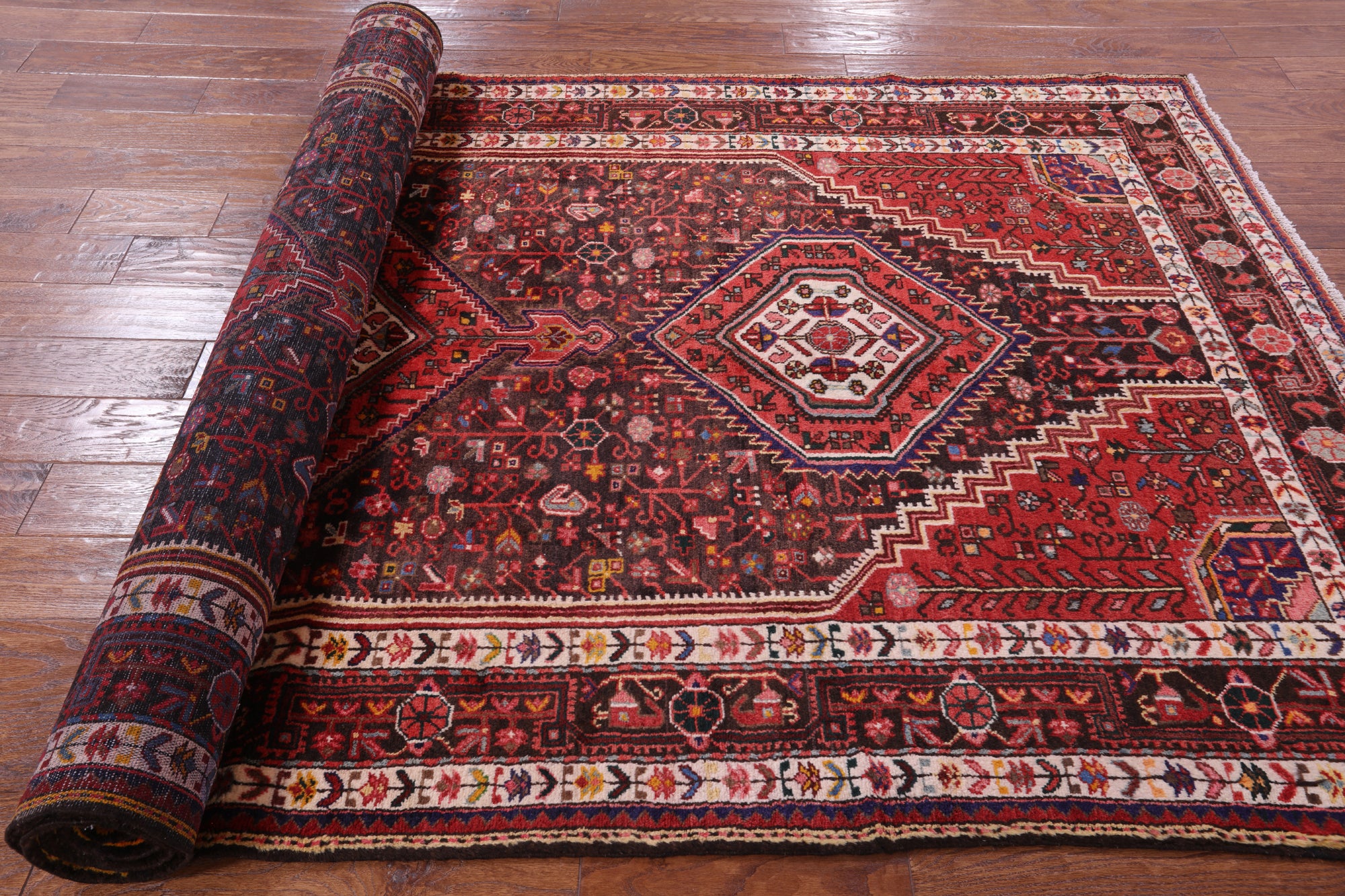 Black New Persian Nahavand Handmade Full Pile Wool Rug - 5' 5" X 10' 7" - Golden Nile