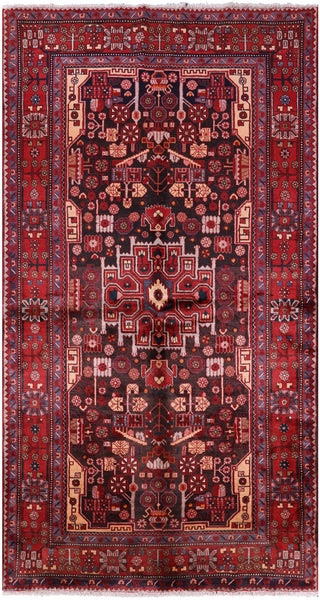 Black Hand Knotted New Authentic Persian Nahavand Wool Rug - 5' 5" X 10' 3" - Golden Nile