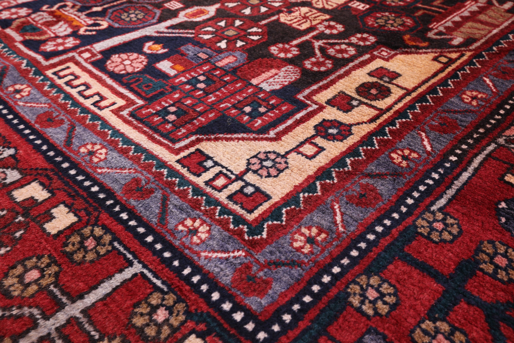 Black Hand Knotted New Authentic Persian Nahavand Wool Rug - 5' 5" X 10' 3" - Golden Nile