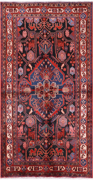 Black New Authentic Persian Nahavand Handmade Rug - 5' 7" X 10' 4" - Golden Nile