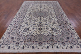 Ivory New Authentic Persian Kashan Hand Knotted Area Rug - 6' 9" X 10' 0" - Golden Nile