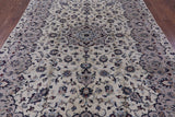 Ivory New Authentic Persian Kashan Hand Knotted Area Rug - 6' 9" X 10' 0" - Golden Nile