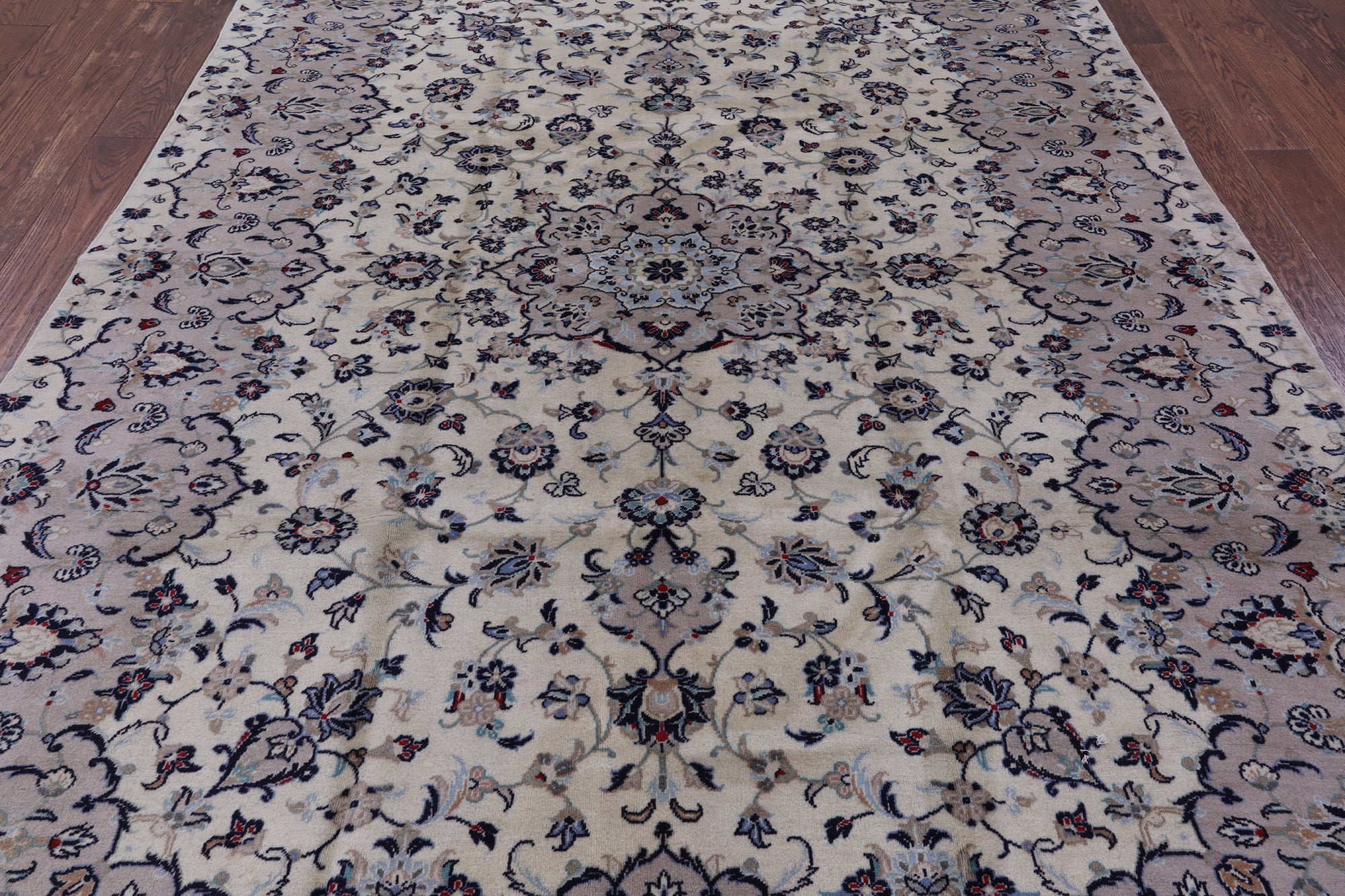 Ivory New Authentic Persian Kashan Hand Knotted Area Rug - 6' 9" X 10' 0" - Golden Nile