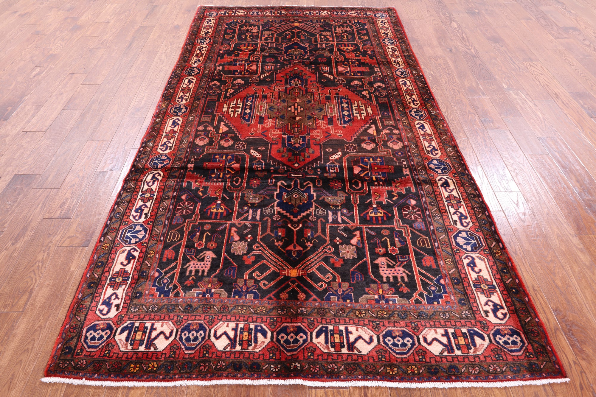Black New Authentic Persian Nahavand Rug - 5' 6" X 10' 3" - Golden Nile