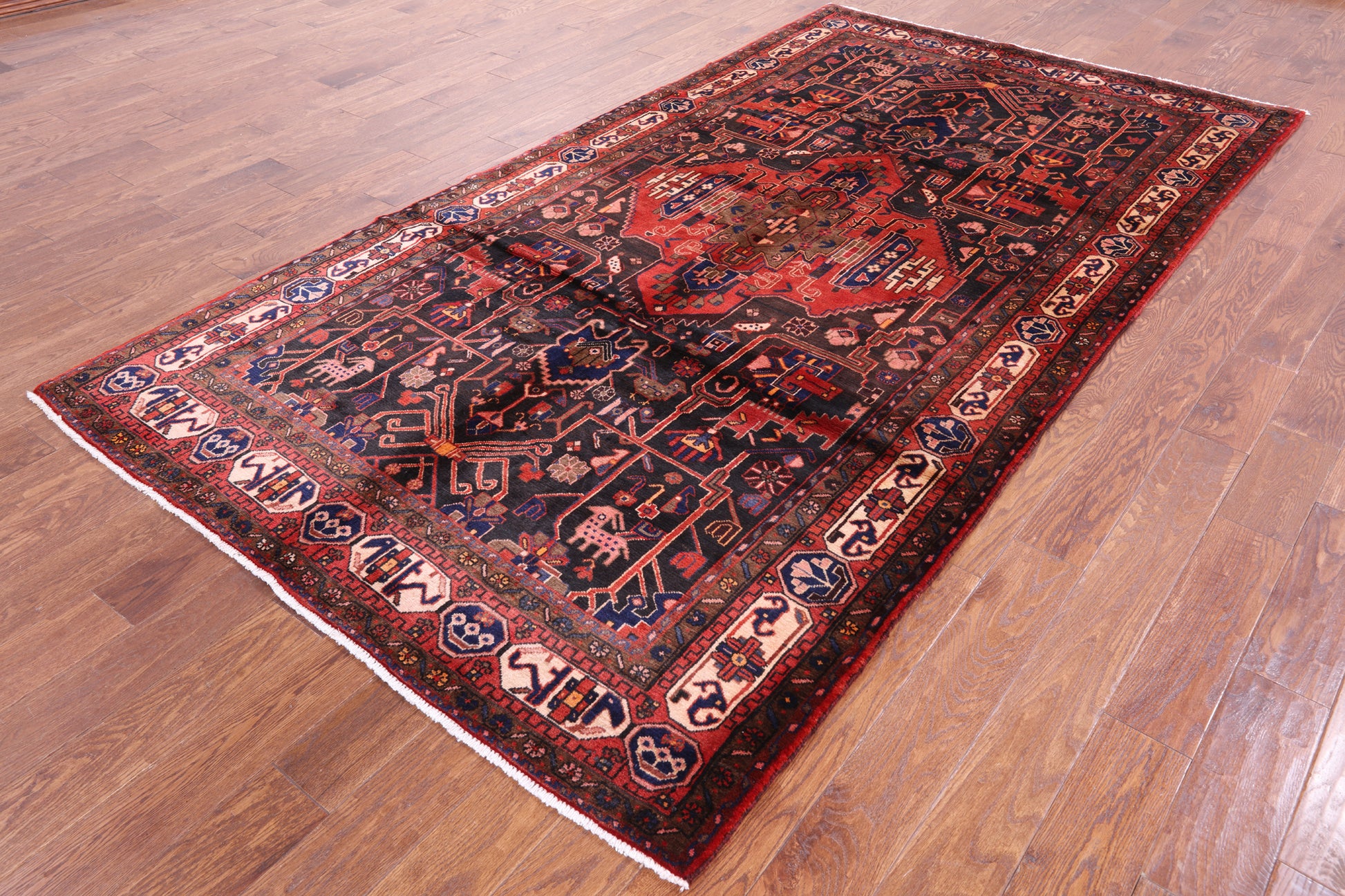 Black New Authentic Persian Nahavand Rug - 5' 6" X 10' 3" - Golden Nile