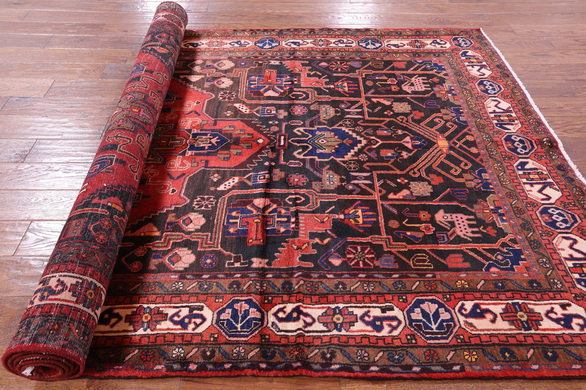 Black New Authentic Persian Nahavand Rug - 5' 6" X 10' 3" - Golden Nile