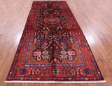 Black New Authentic Persian Nahavand Hand Knotted Rug - 5' 5" X 12' 2" - Golden Nile