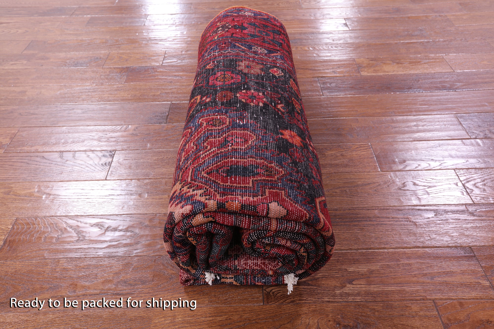 Black New Authentic Persian Nahavand Hand Knotted Rug - 5' 5" X 12' 2" - Golden Nile