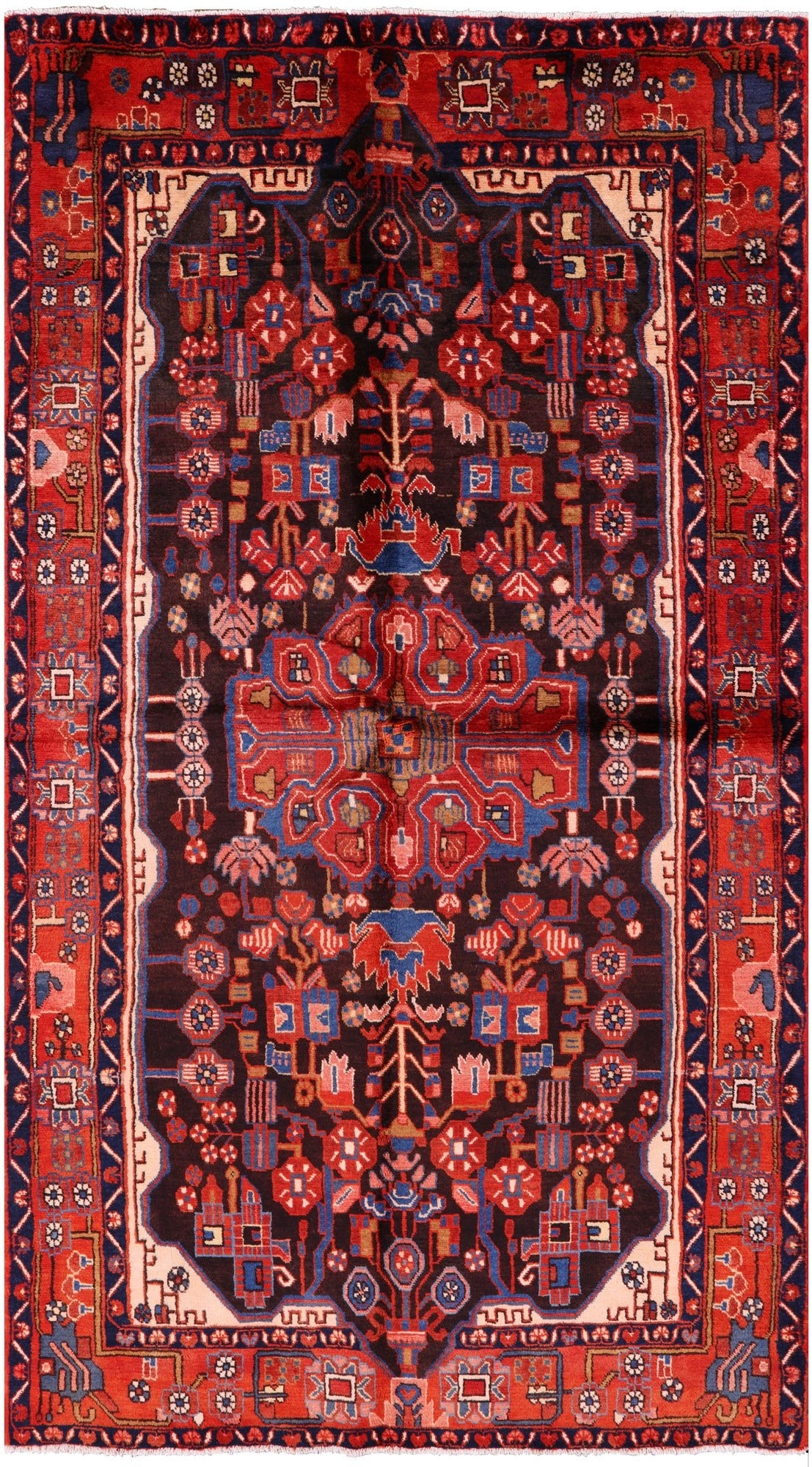 Black New Handmade Authentic Persian Nahavand Rug - 5' 1" X 9' 2" - Golden Nile