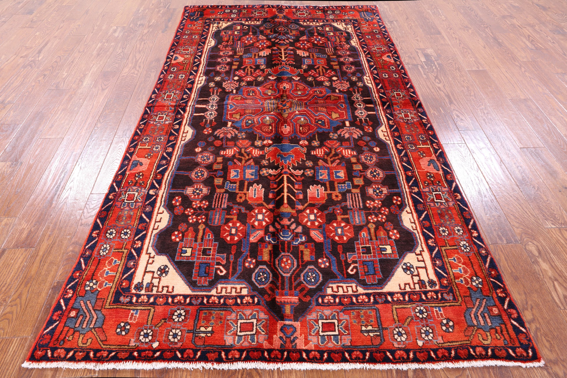 Black New Handmade Authentic Persian Nahavand Rug - 5' 1" X 9' 2" - Golden Nile