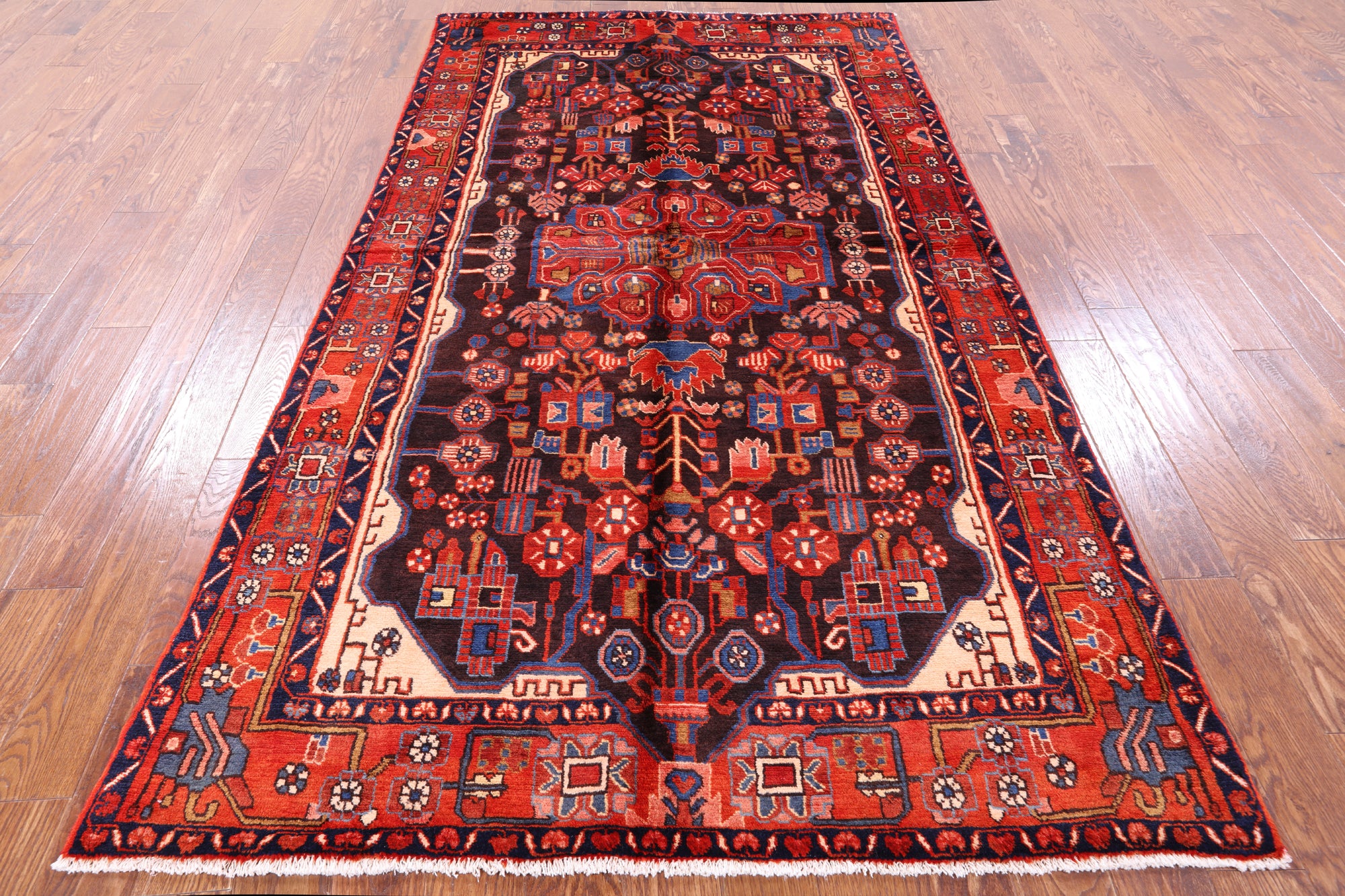 Black New Handmade Authentic Persian Nahavand Rug - 5' 1" X 9' 2" - Golden Nile