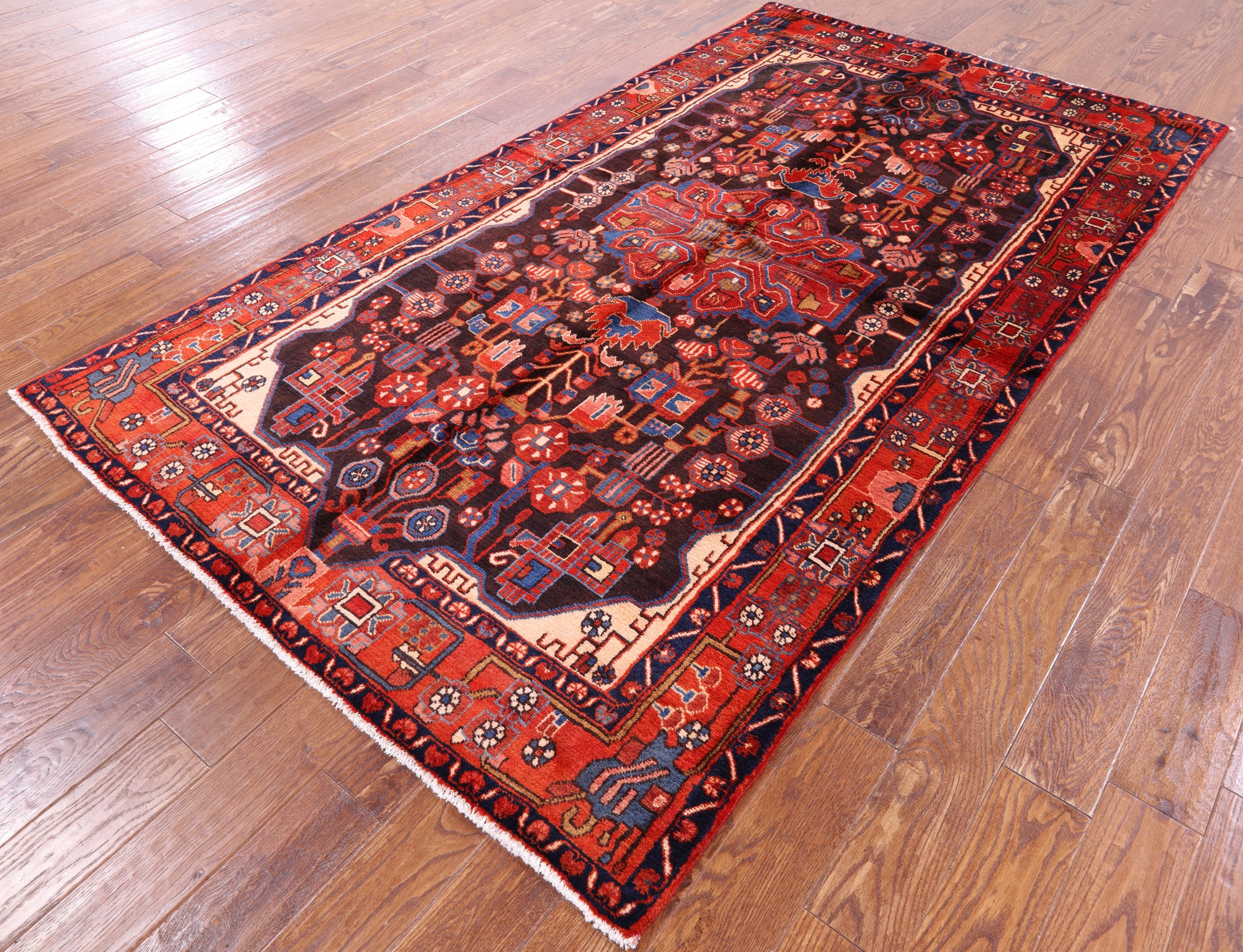 Black New Handmade Authentic Persian Nahavand Rug - 5' 1" X 9' 2" - Golden Nile