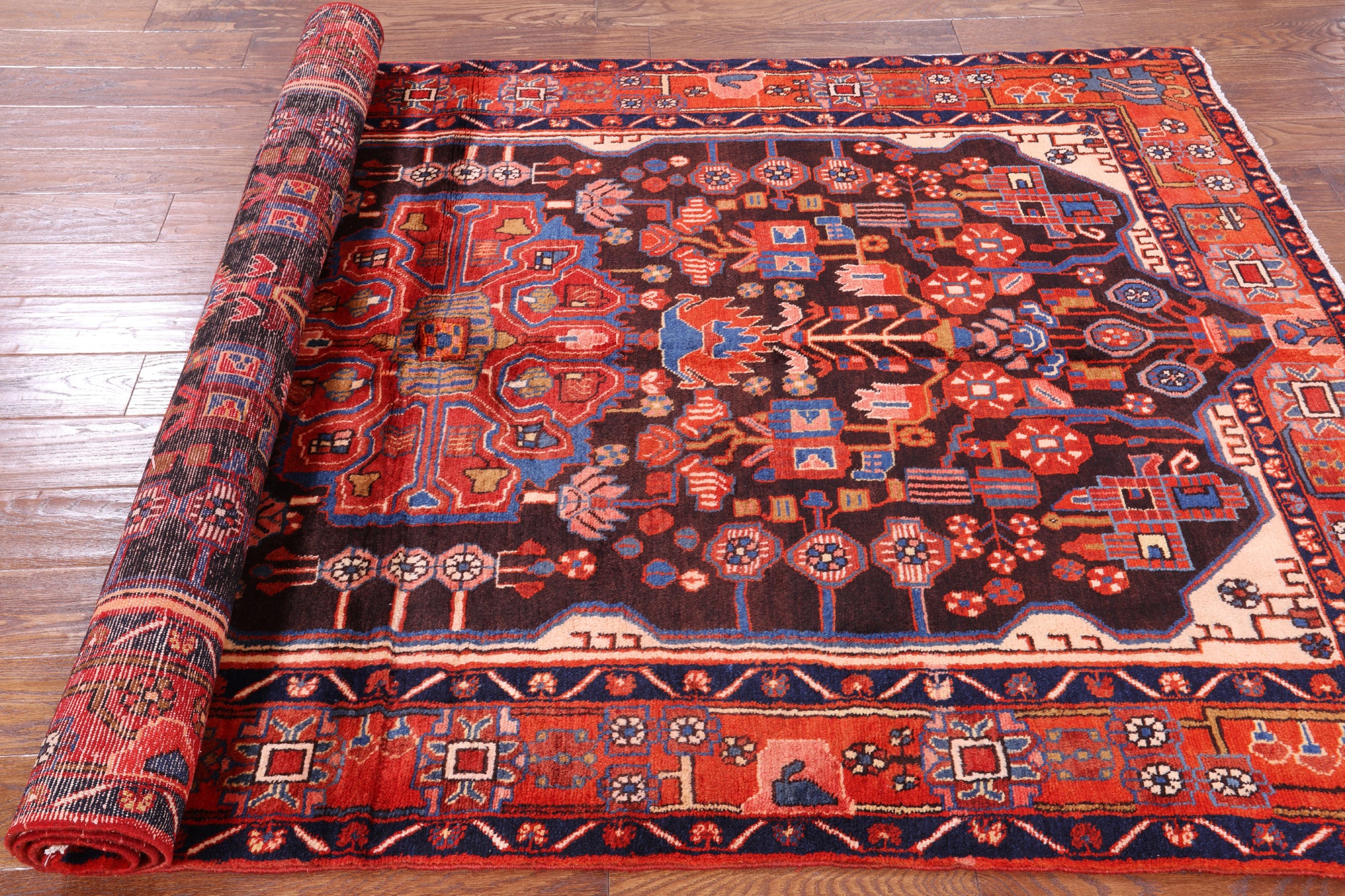 Black New Handmade Authentic Persian Nahavand Rug - 5' 1" X 9' 2" - Golden Nile