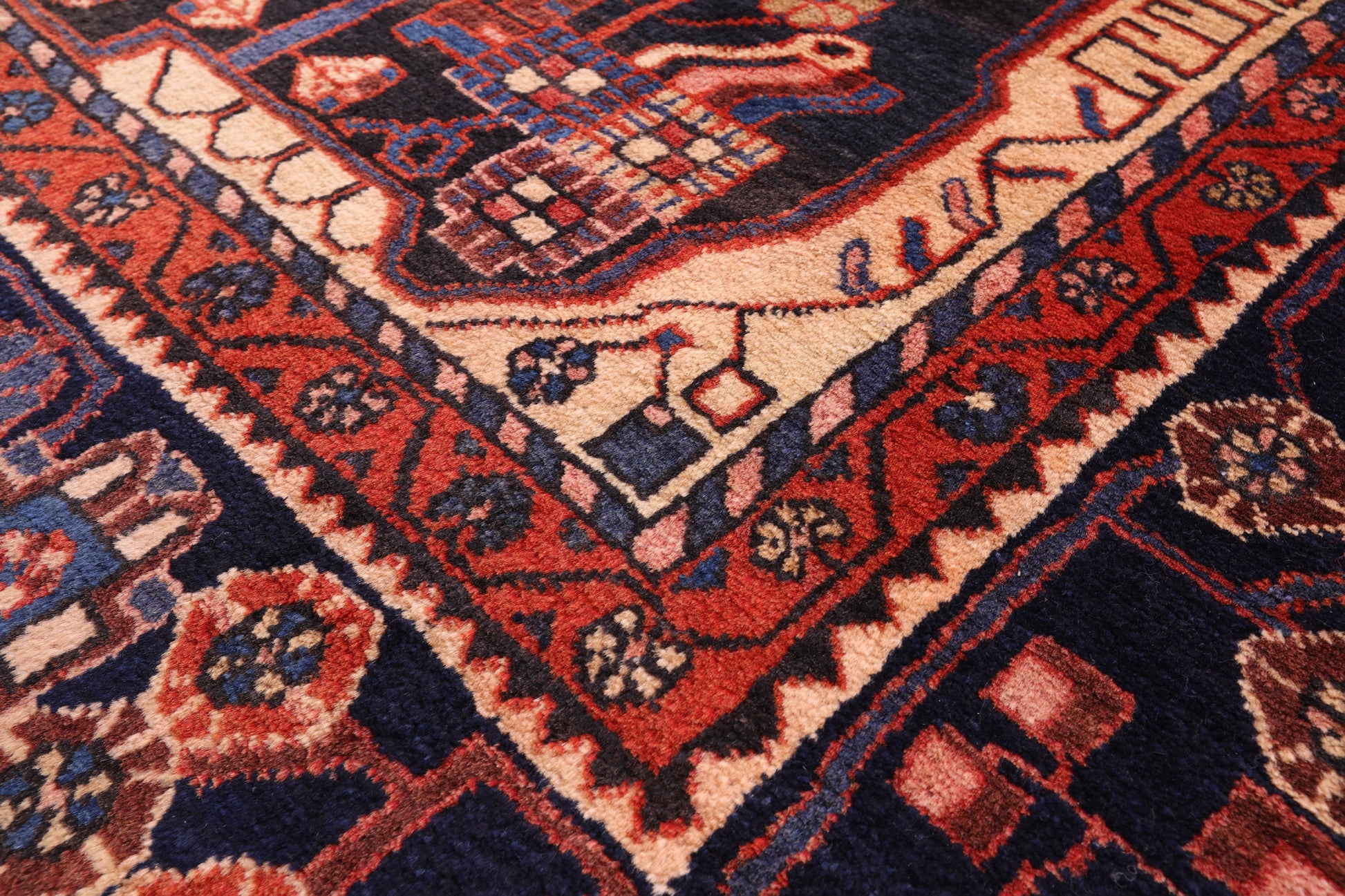 Black New Persian Nahavand Hand Knotted Rug - 5' 7" X 10' 1" - Golden Nile