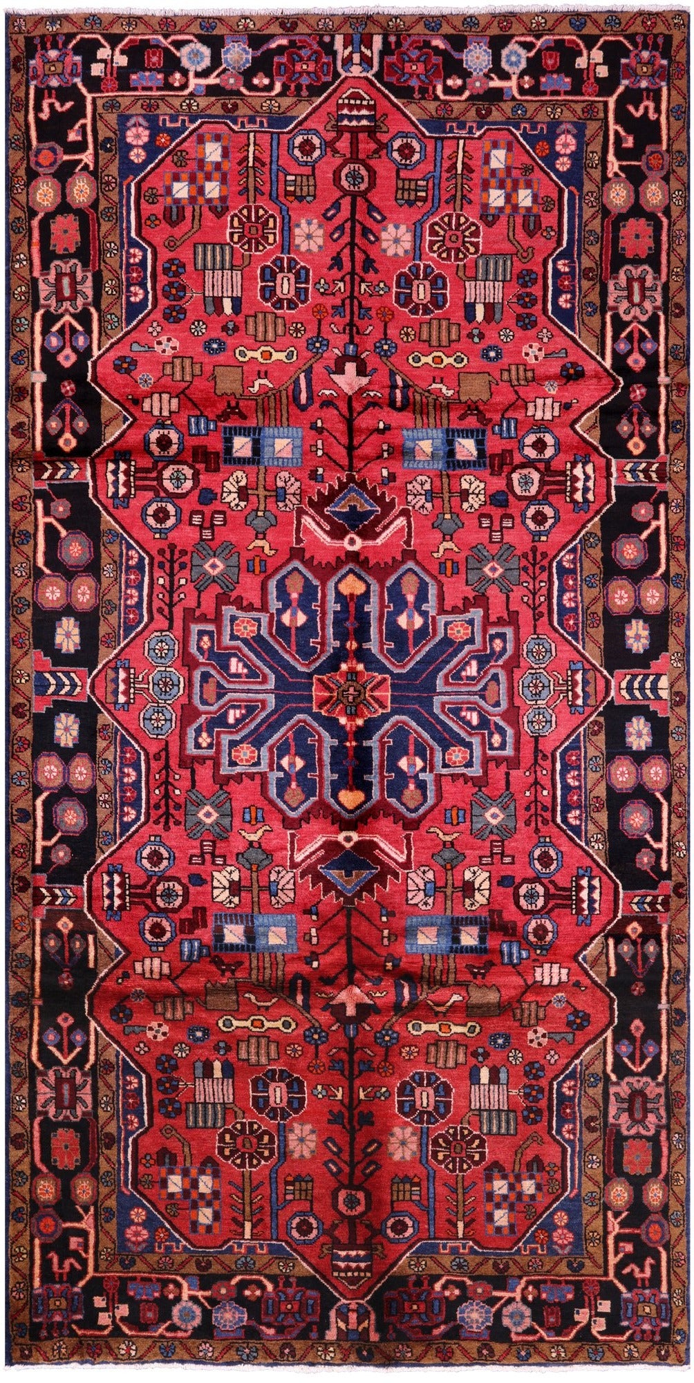 Red New Authentic Persian Nahavand Rug - 5' 1" X 10' 3" - Golden Nile