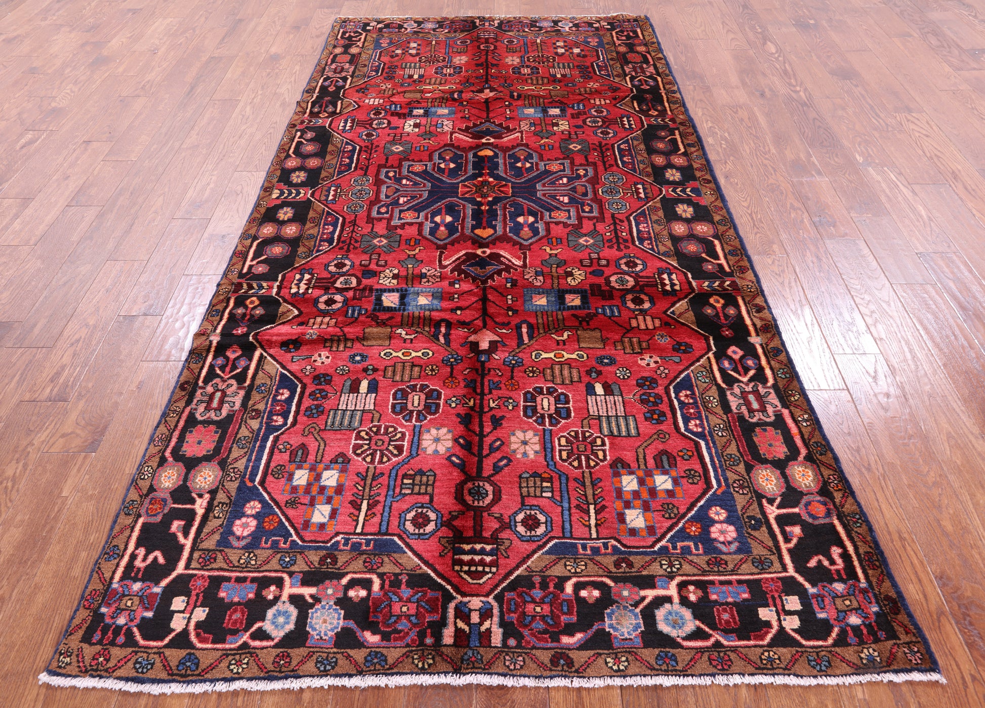 Red New Authentic Persian Nahavand Rug - 5' 1" X 10' 3" - Golden Nile