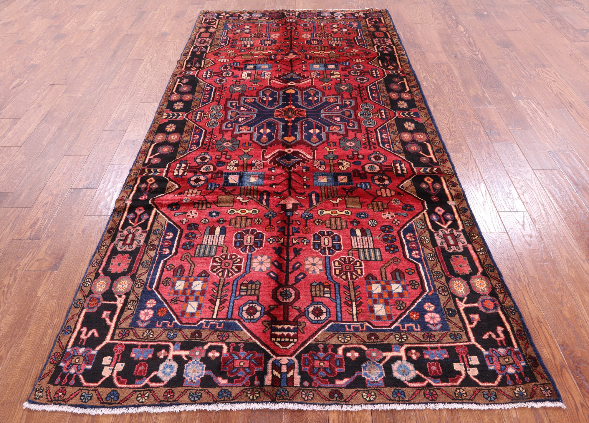 Red New Authentic Persian Nahavand Rug - 5' 1" X 10' 3" - Golden Nile