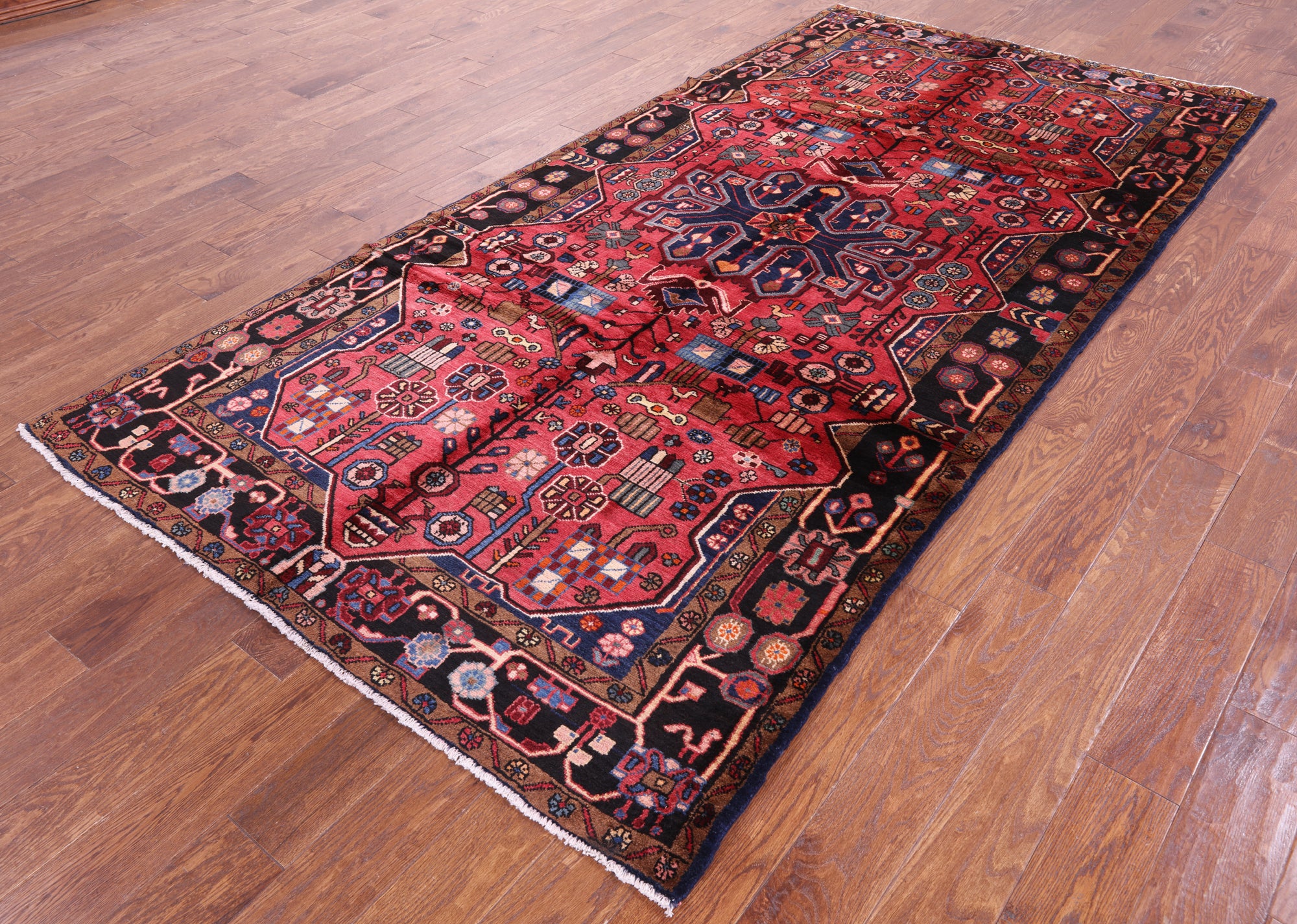 Red New Authentic Persian Nahavand Rug - 5' 1" X 10' 3" - Golden Nile