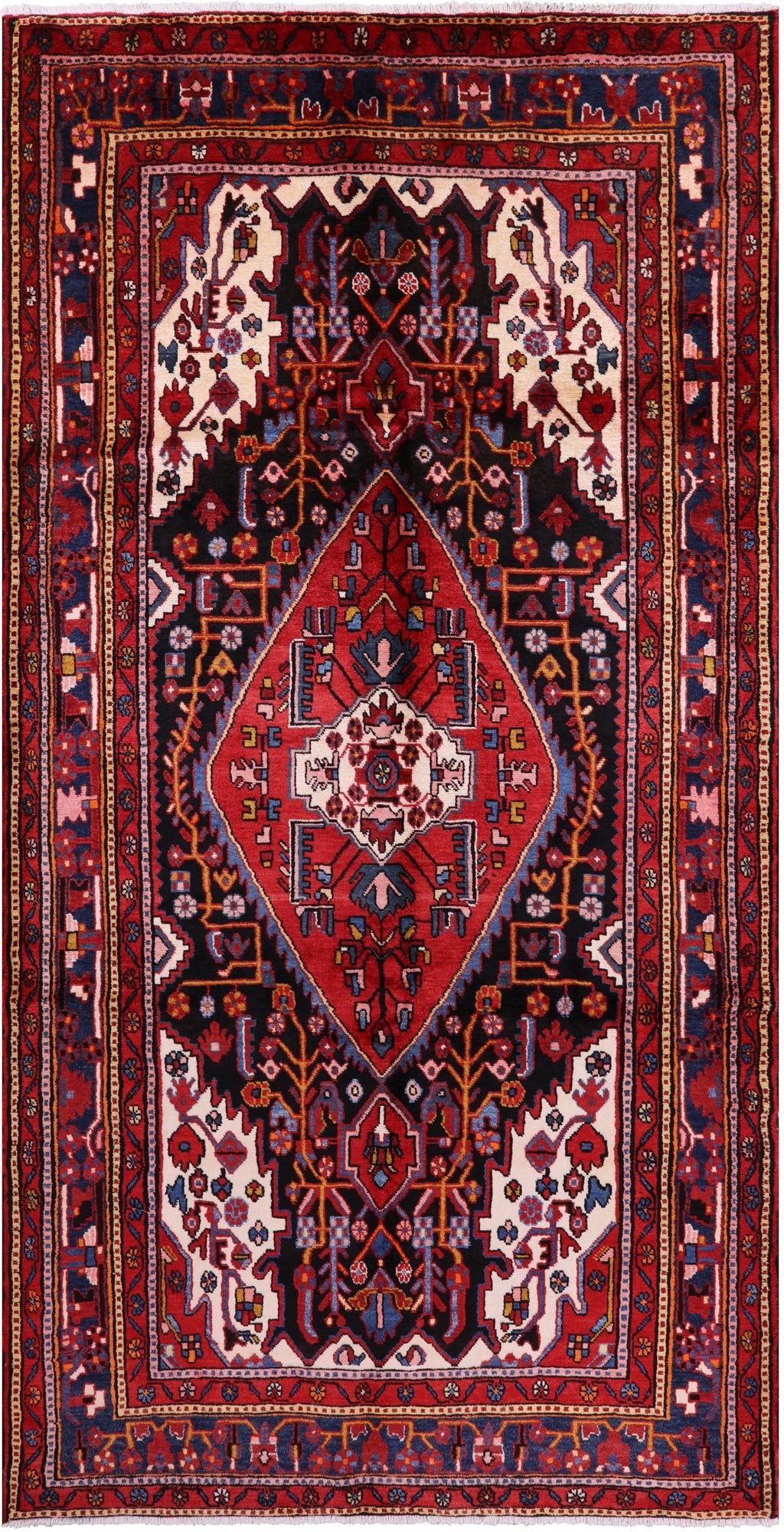 Black New Authentic Persian Nahavand Wool Rug - 5' 6" X 10' 9" - Golden Nile