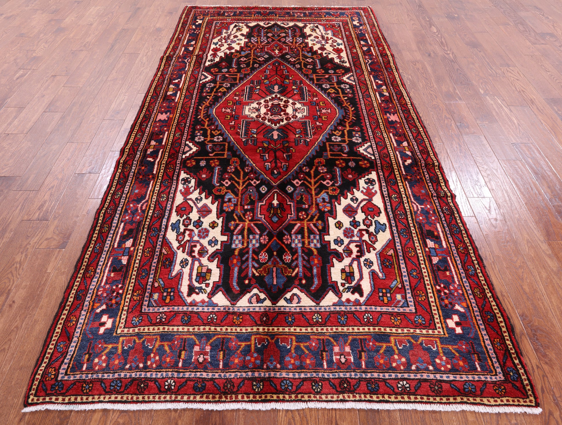 Black New Authentic Persian Nahavand Wool Rug - 5' 6" X 10' 9" - Golden Nile
