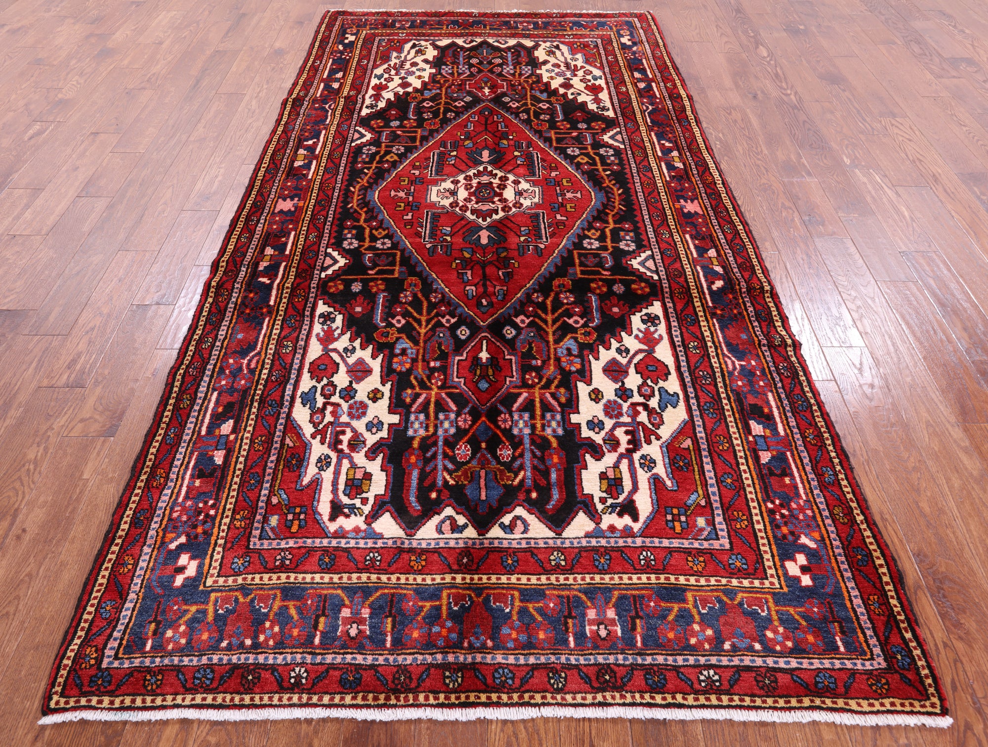 Black New Authentic Persian Nahavand Wool Rug - 5' 6" X 10' 9" - Golden Nile