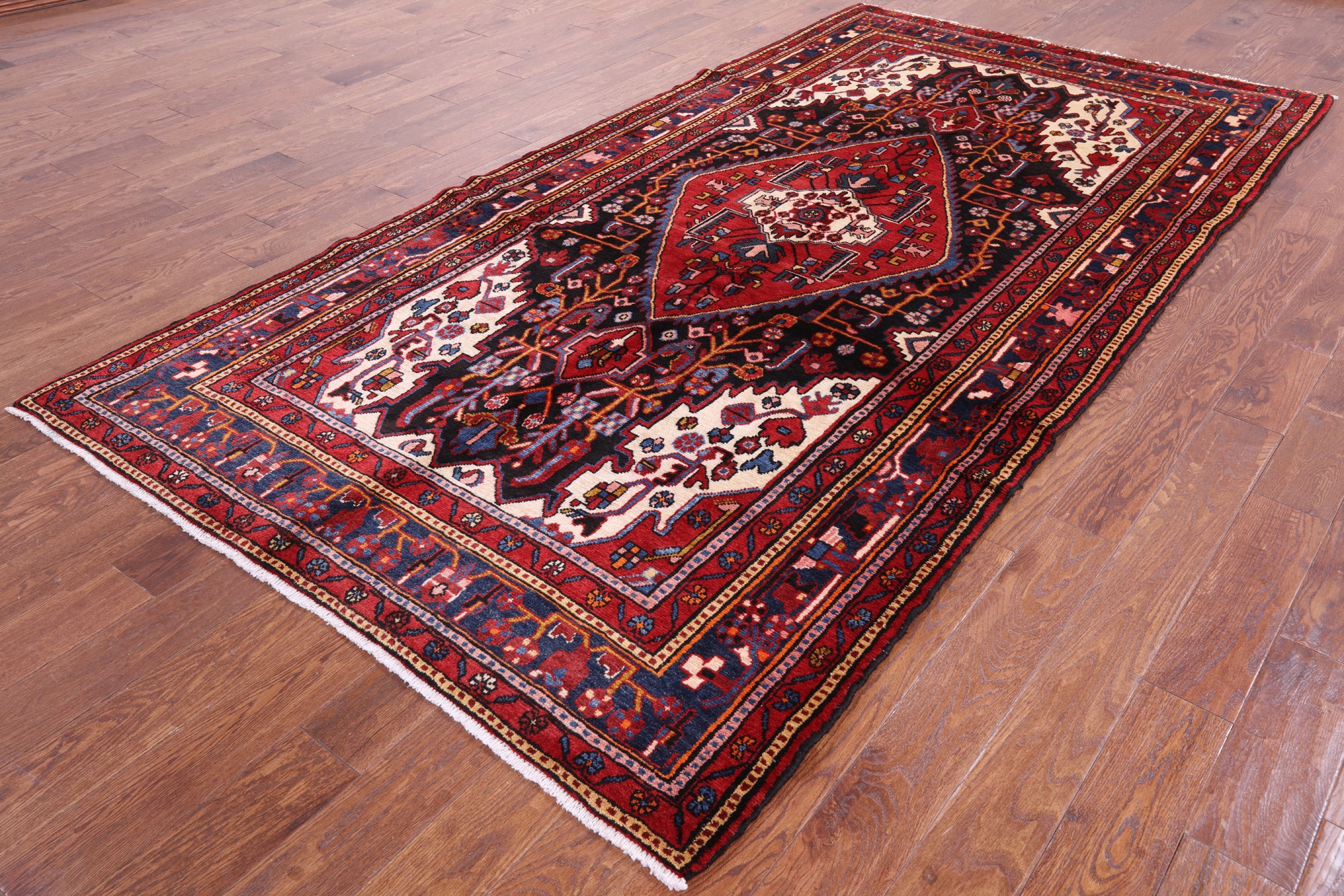 Black New Authentic Persian Nahavand Wool Rug - 5' 6" X 10' 9" - Golden Nile