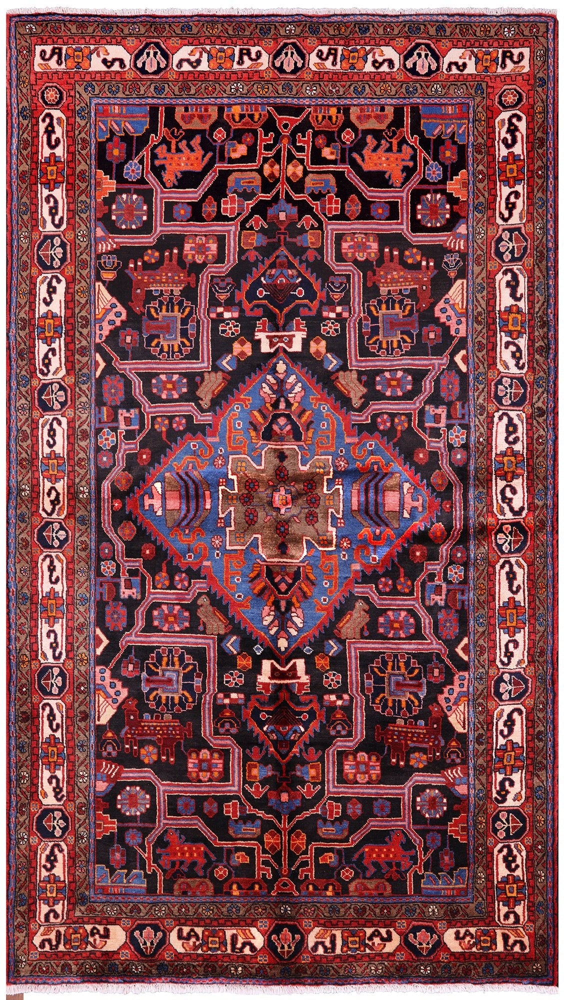 Black New Authentic Persian Nahavand Rug - 5' 5" X 9' 5" - Golden Nile