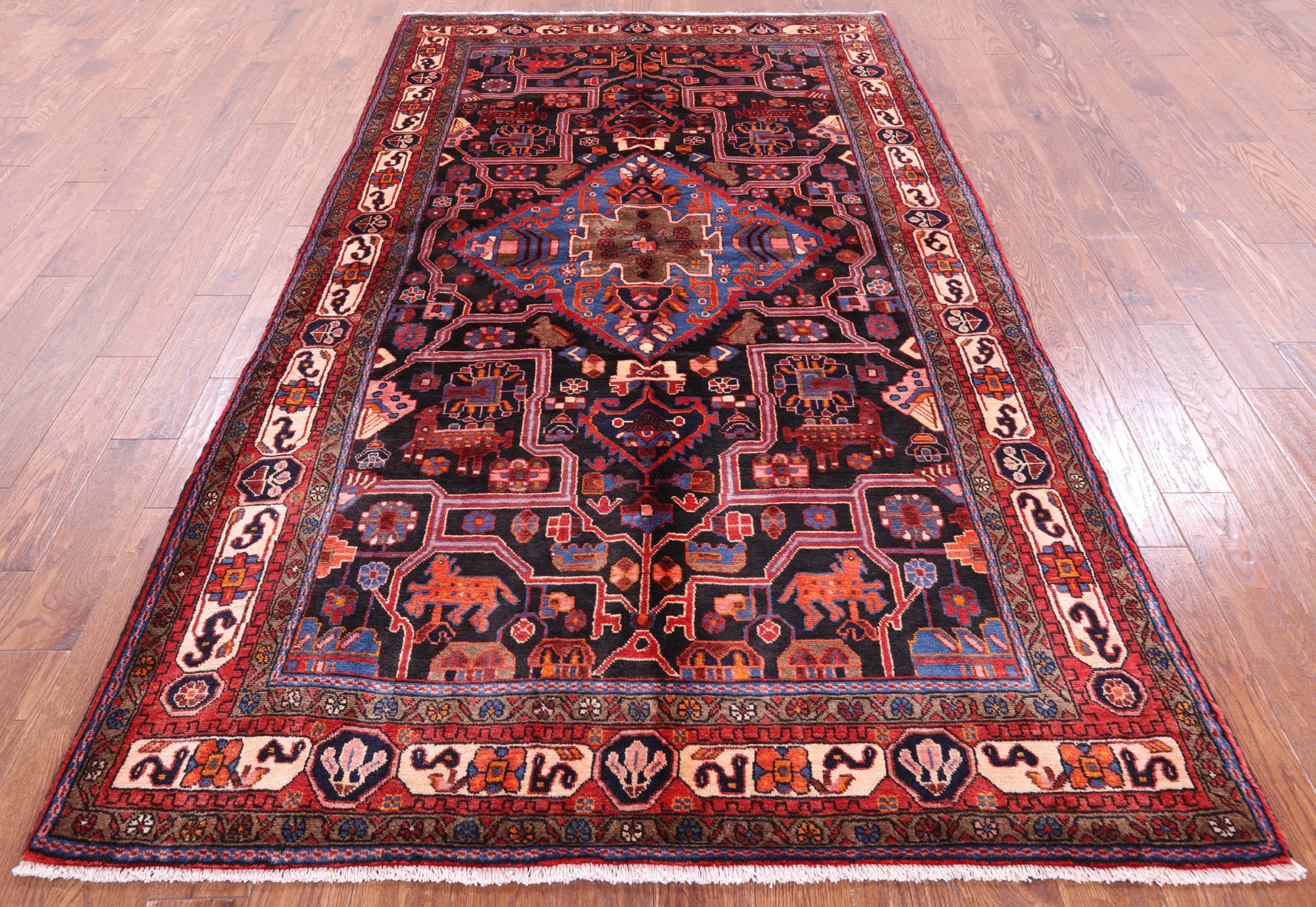 Black New Authentic Persian Nahavand Rug - 5' 5" X 9' 5" - Golden Nile