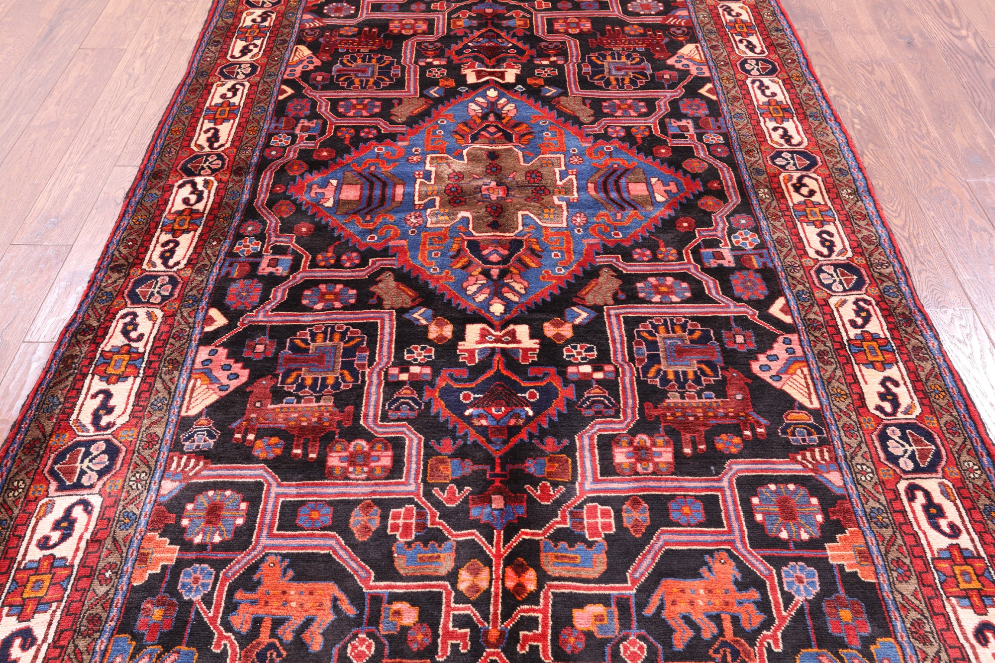 Black New Authentic Persian Nahavand Rug - 5' 5" X 9' 5" - Golden Nile