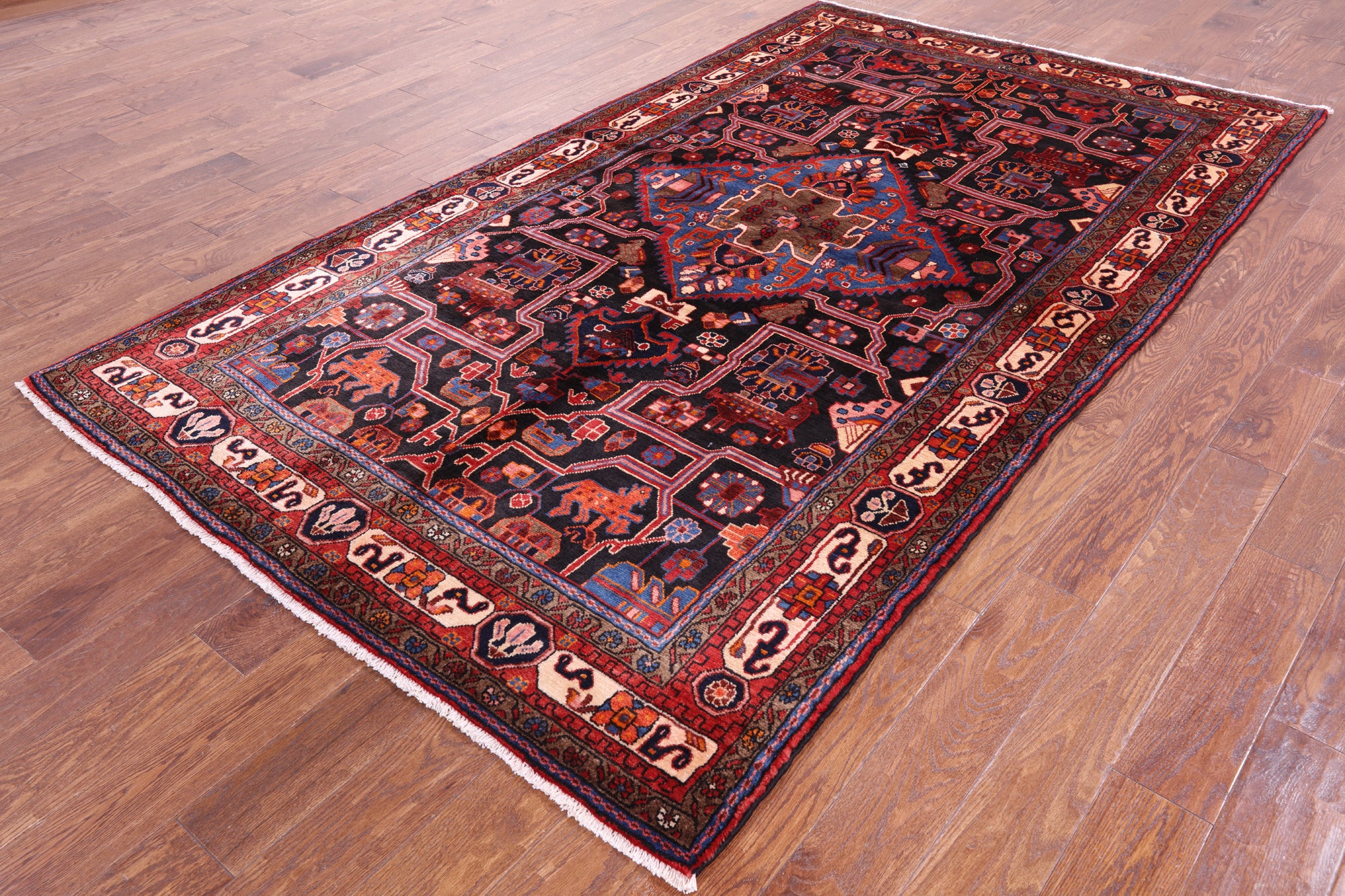 Black New Authentic Persian Nahavand Rug - 5' 5" X 9' 5" - Golden Nile