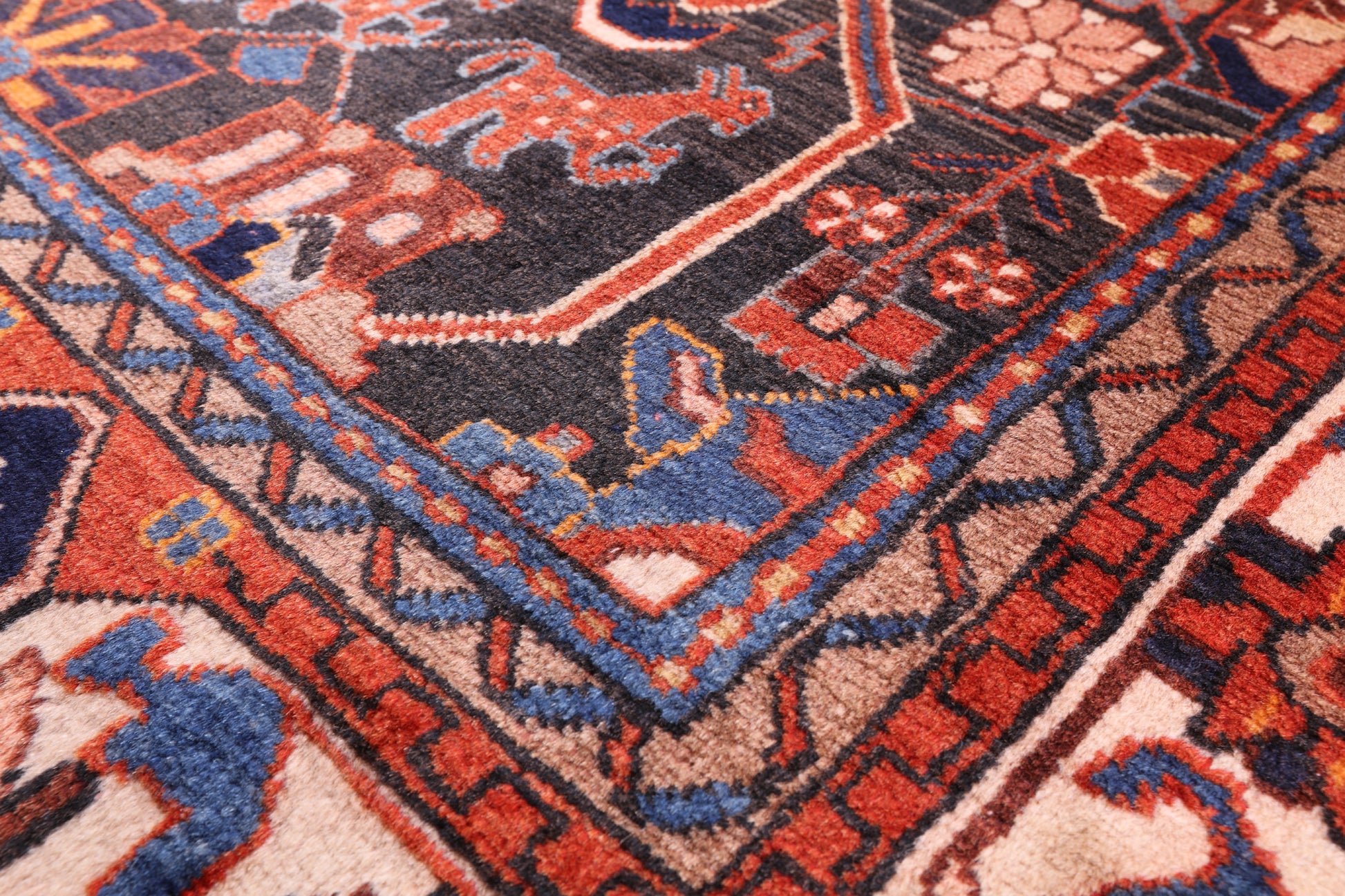 Black New Authentic Persian Nahavand Hand Knotted Wool Rug - 5' 5" X 9' 9" - Golden Nile