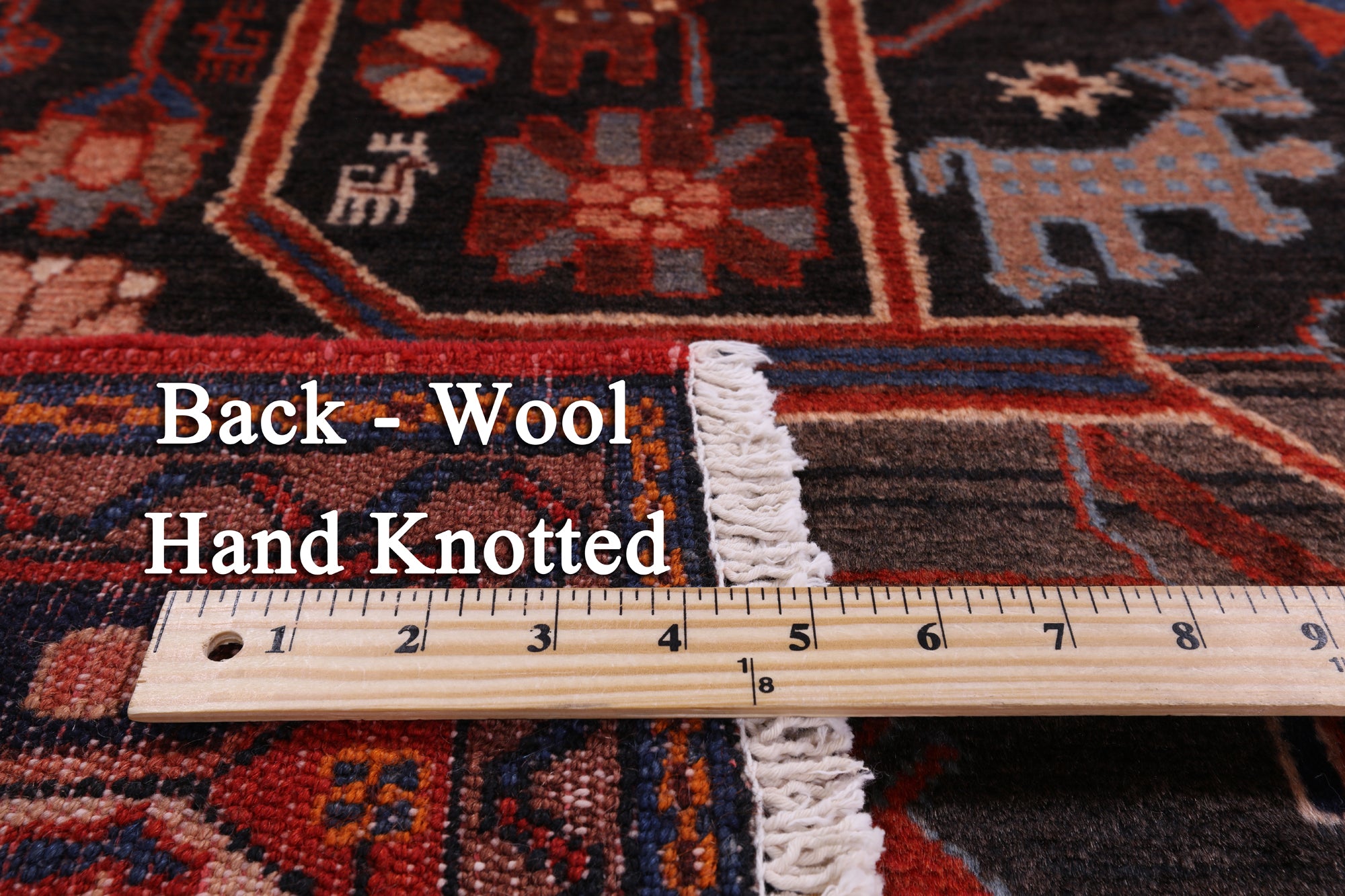 Black New Authentic Persian Nahavand Hand Knotted Wool Rug - 5' 5" X 9' 9" - Golden Nile