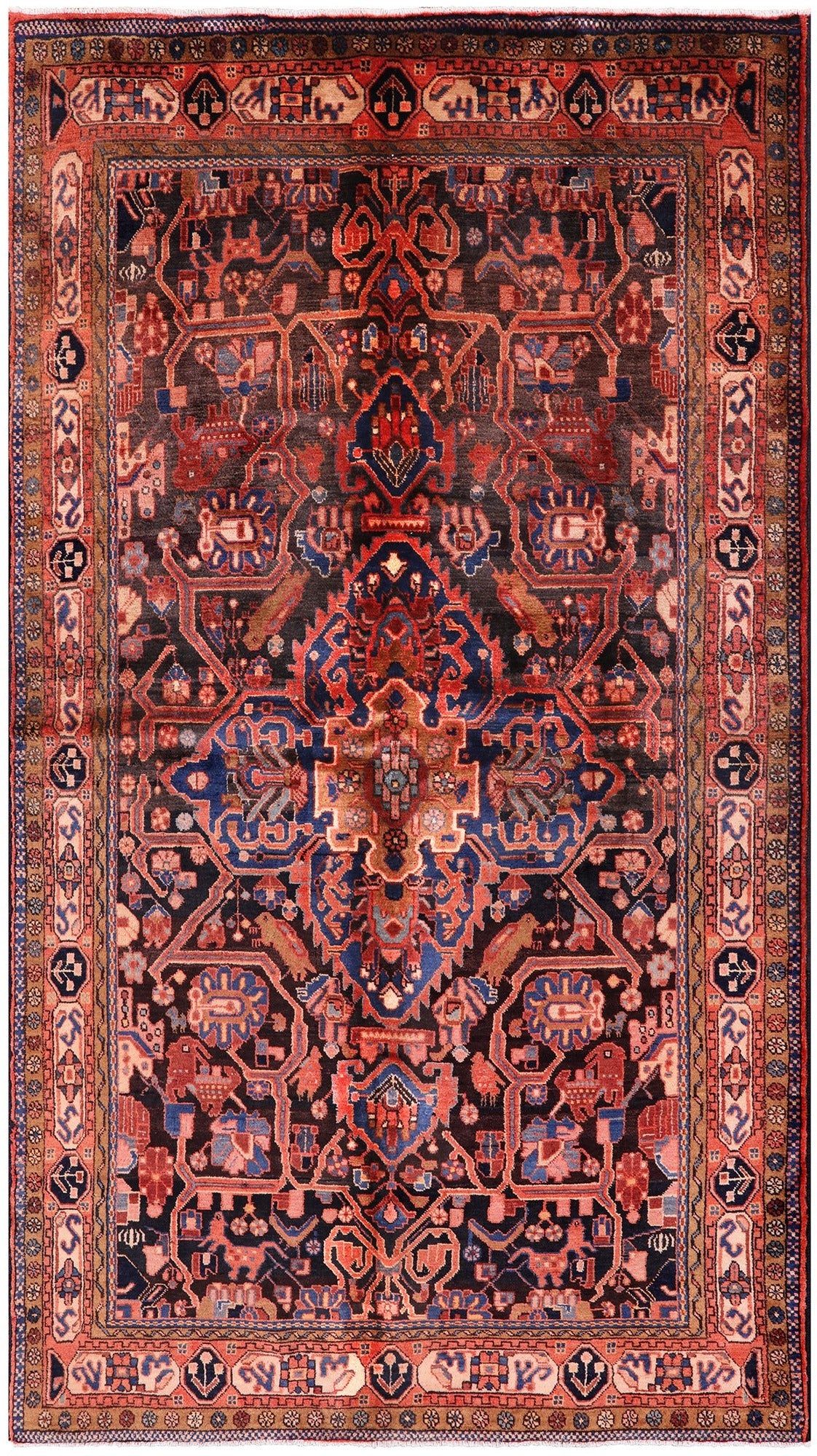 Black New Persian Nahavand Wool Rug - 5' 7" X 9' 10" - Golden Nile
