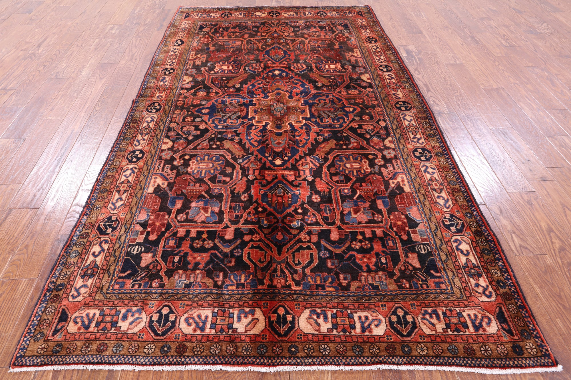 Black New Persian Nahavand Wool Rug - 5' 7" X 9' 10" - Golden Nile