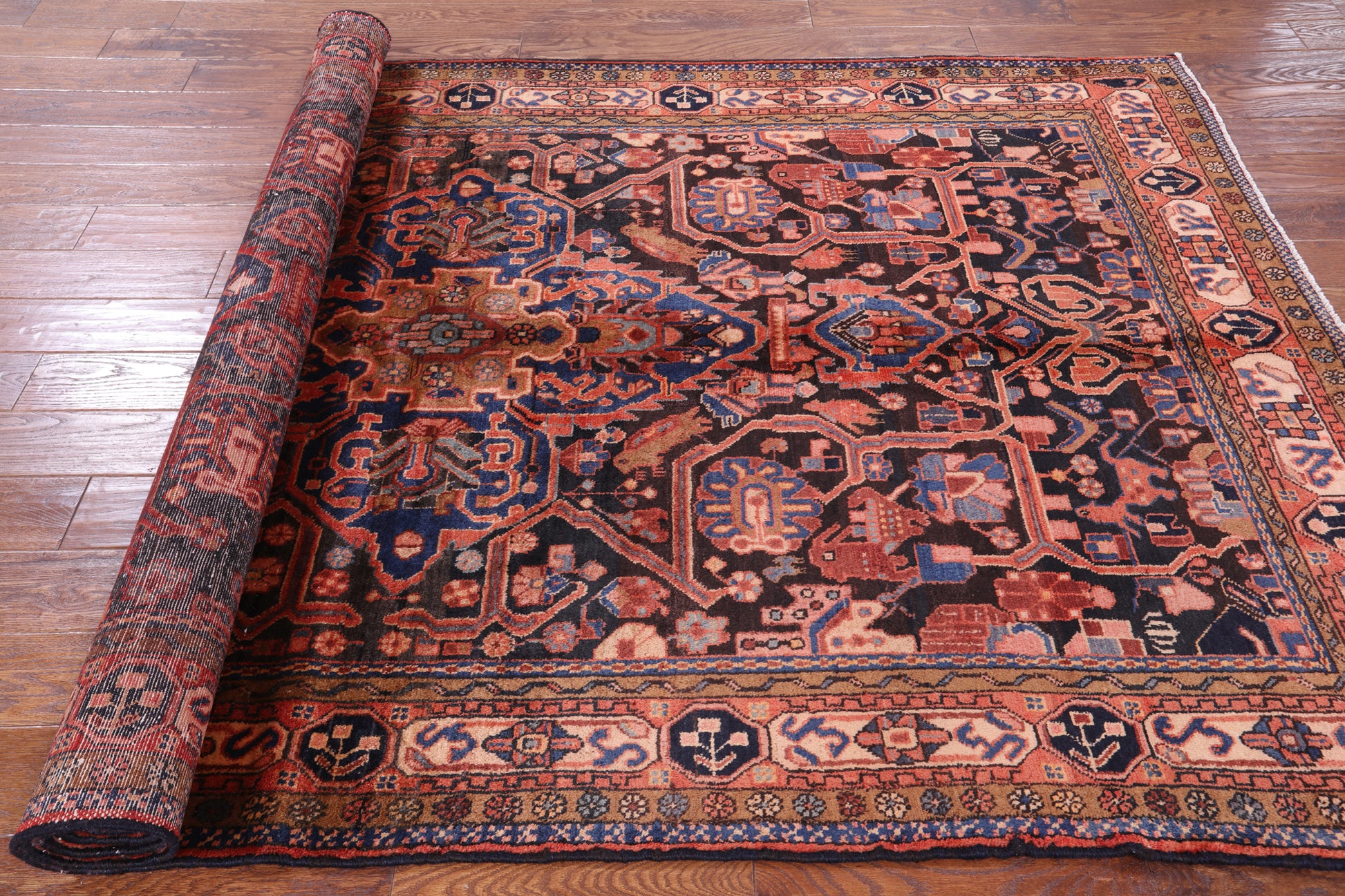 Black New Persian Nahavand Wool Rug - 5' 7" X 9' 10" - Golden Nile