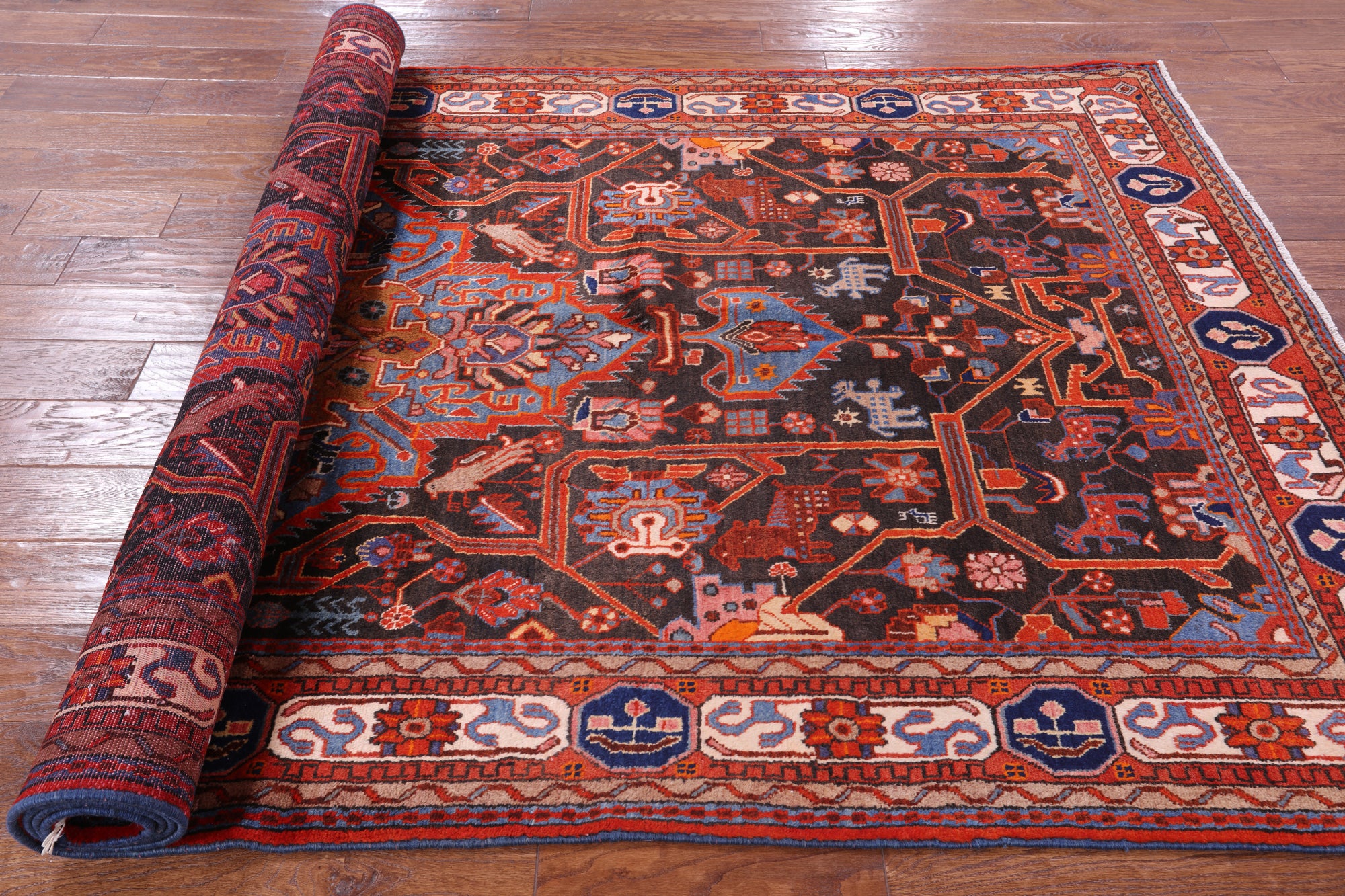 Black New Persian Nahavand Full Pile Wool Rug - 5' 3" X 9' 9" - Golden Nile