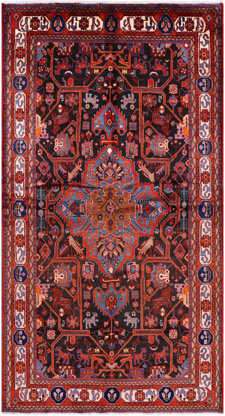 Black New Persian Nahavand Full Pile Wool Rug - 5' 3" X 9' 9" - Golden Nile