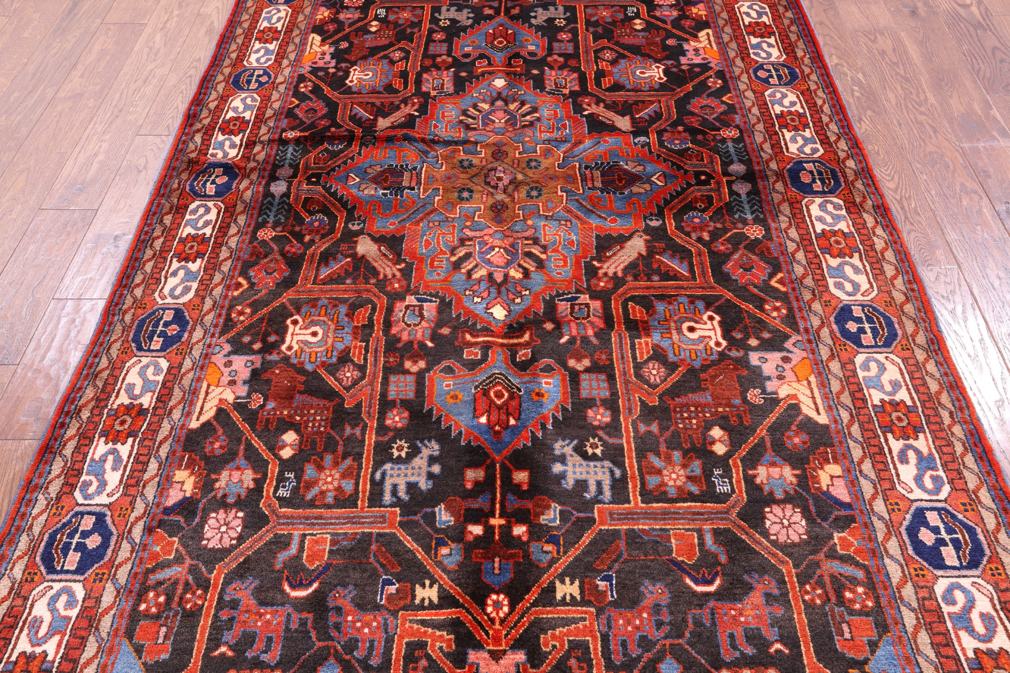 Black New Persian Nahavand Full Pile Wool Rug - 5' 3" X 9' 9" - Golden Nile