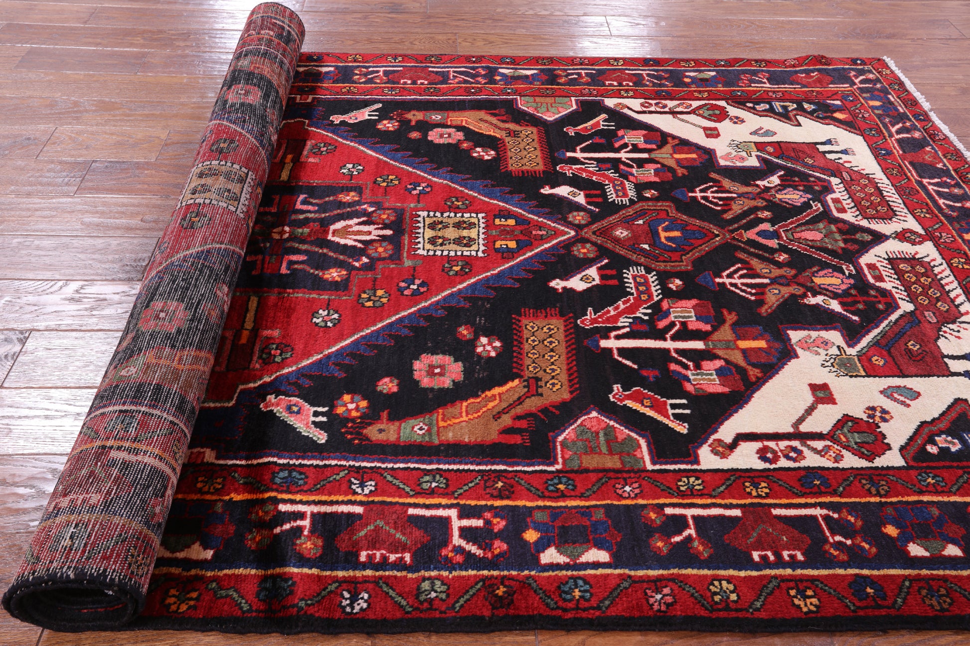 Black New Authentic Persian Nahavand Rug - 5' 1" X 9' 7" - Golden Nile