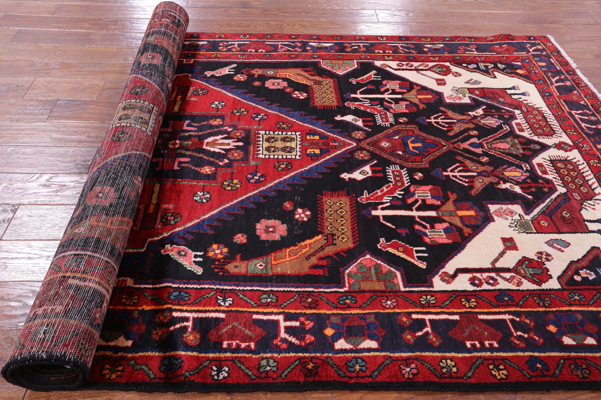 Black New Authentic Persian Nahavand Rug - 5' 1" X 9' 7" - Golden Nile