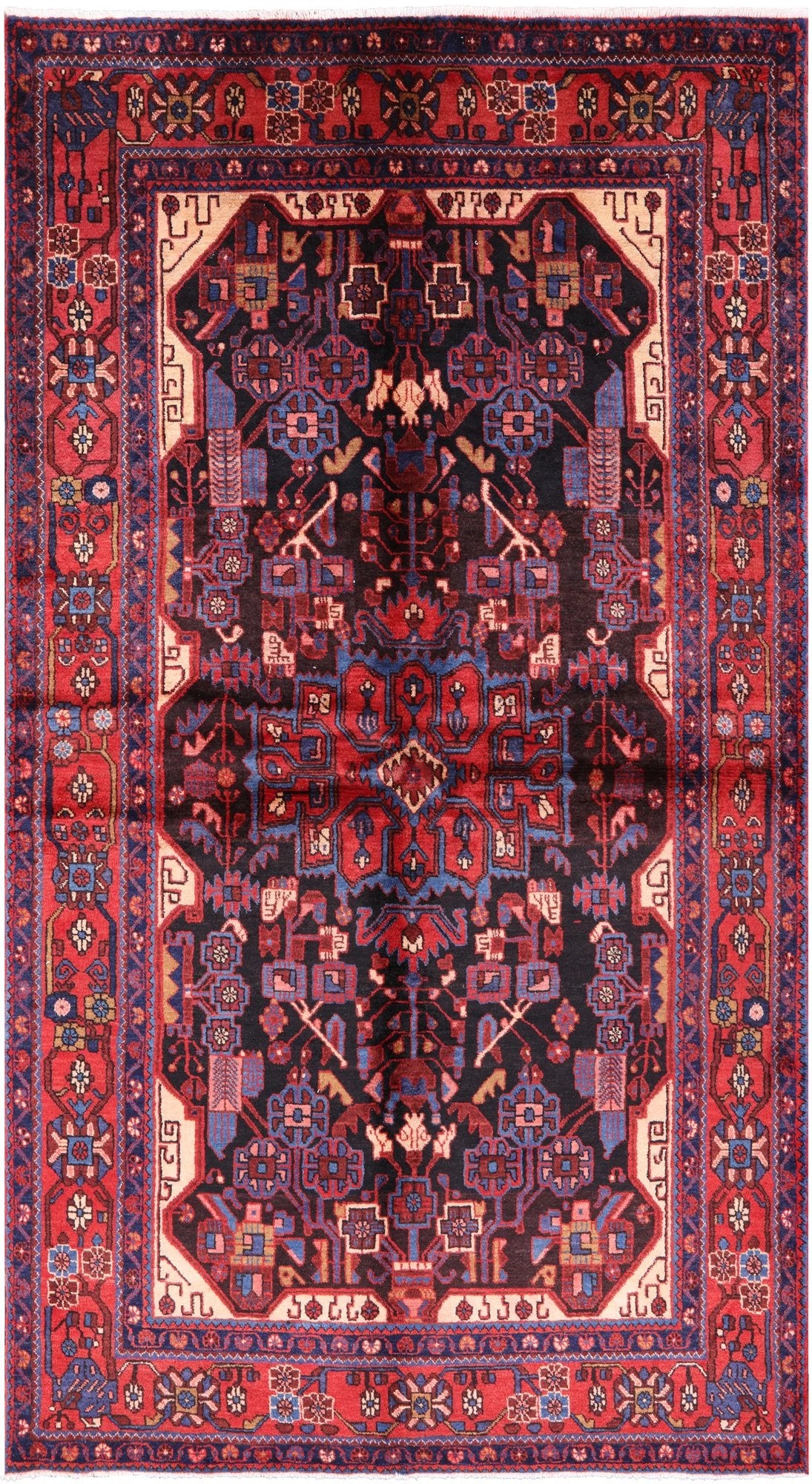 Black Authentic Persian Nahavand Wool Rug - 5' 3" X 9' 5" - Golden Nile