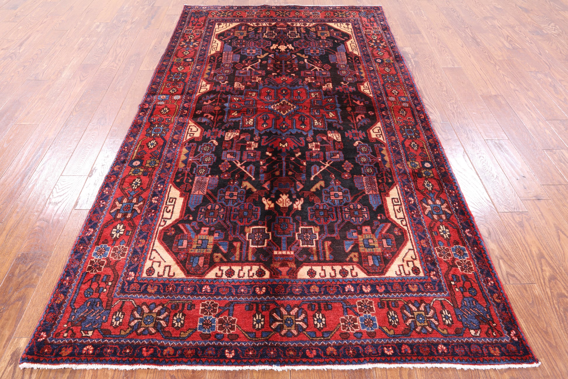 Black Authentic Persian Nahavand Wool Rug - 5' 3" X 9' 5" - Golden Nile