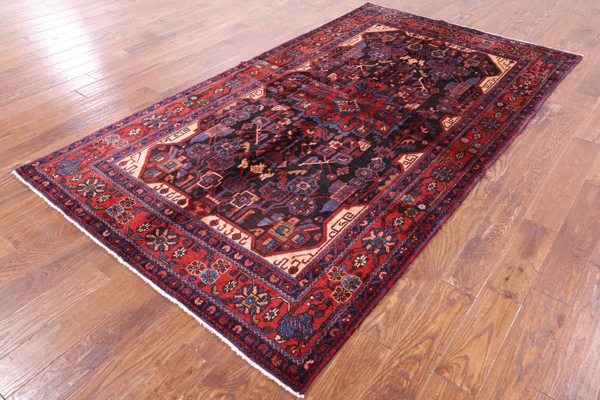 Black Authentic Persian Nahavand Wool Rug - 5' 3" X 9' 5" - Golden Nile