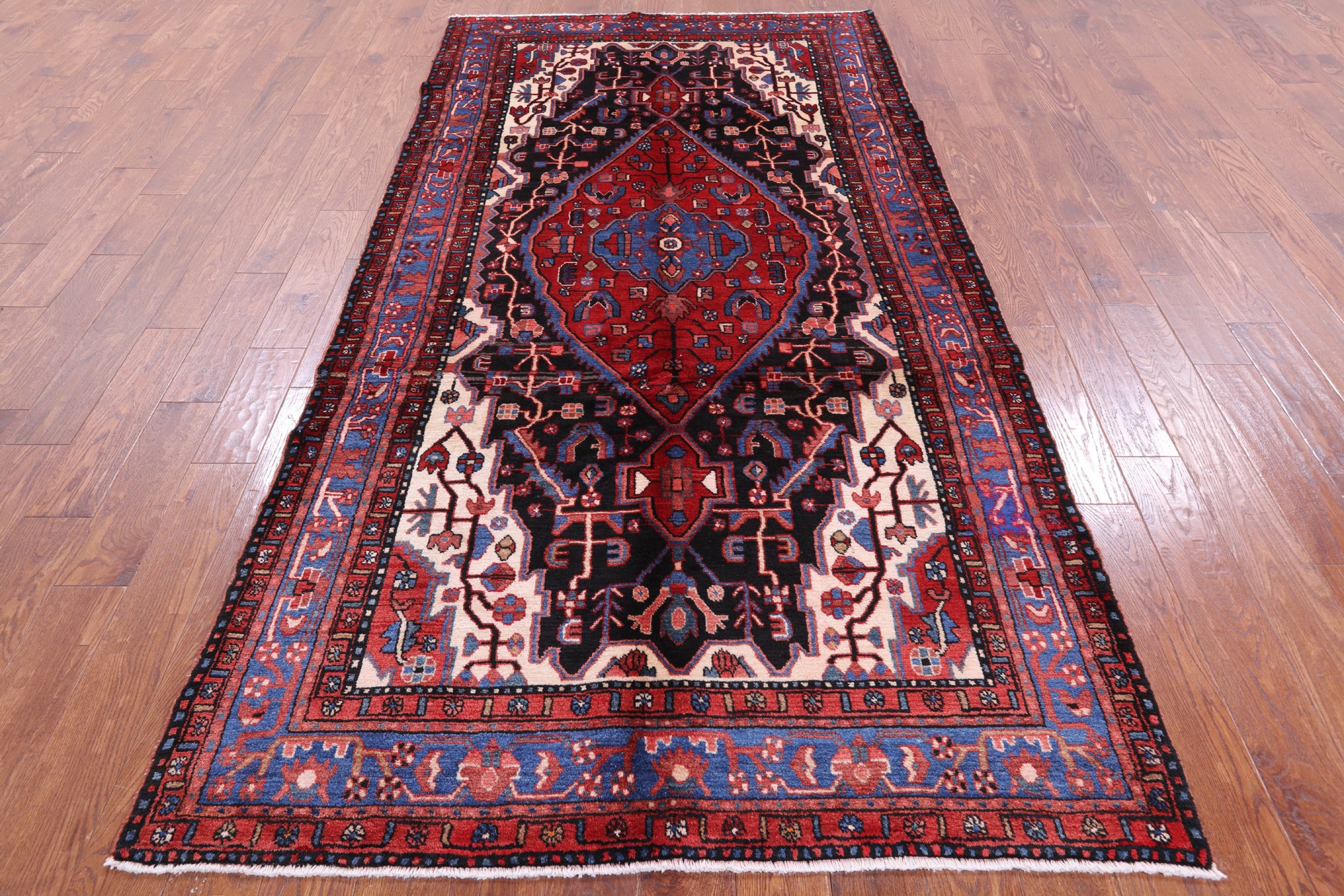 Black New Authentic Persian Nahavand Full Pile Rug - 4' 11" X 9' 11" - Golden Nile