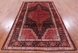 Black New Authentic Persian Nahavand Hand Knotted Rug - 5' 0" X 8' 3" - Golden Nile